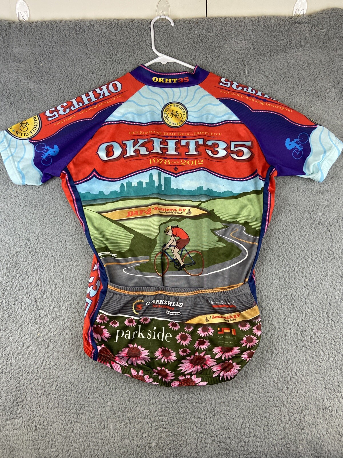 Peak 1 Sports Cycling Jersey Unisex M Full Zip Bike Shirt Gears Beers OKHT35 KY