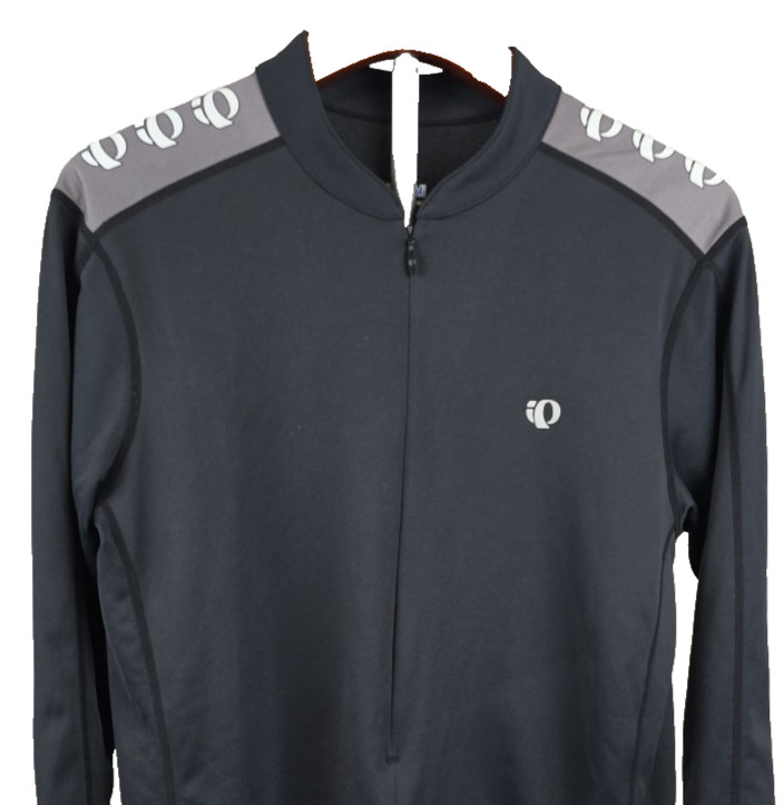 Pearl Izumi Mens Black 1/2 Zip Quest L/S Cycling Jersey Sz Medium Logo Bike