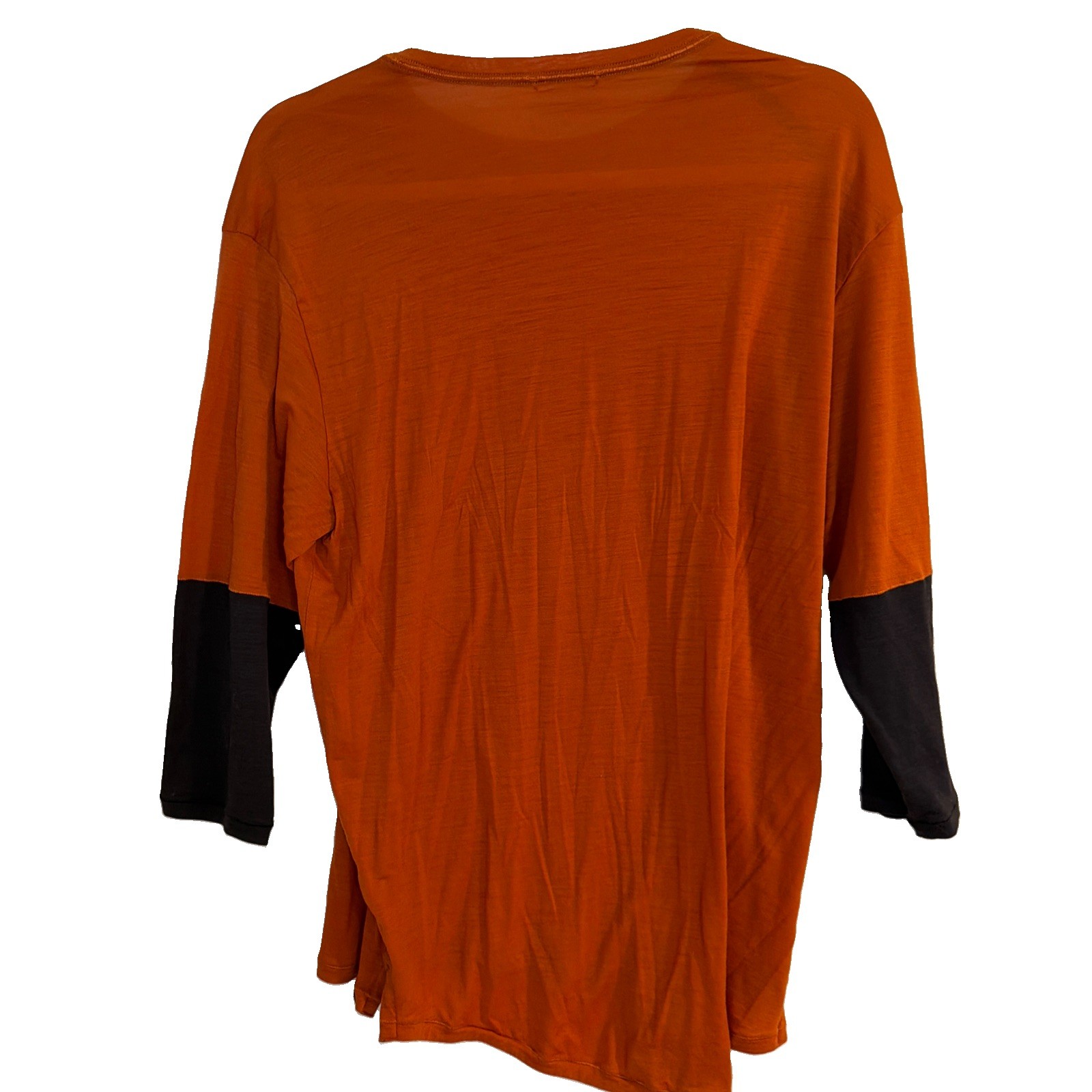 Patagonia Merino Bike Jersey Mens Large Burnt Orange 3/4 Sleeve Lightweight Tee