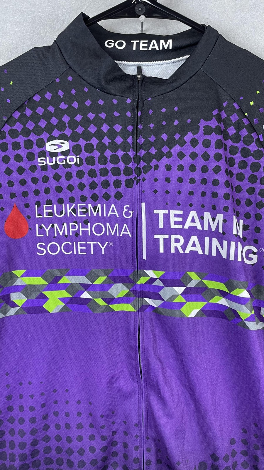 Sugoi Leukemia Lymphoma Team Cycling Jersey Mens M Purple Full Zip Shirt