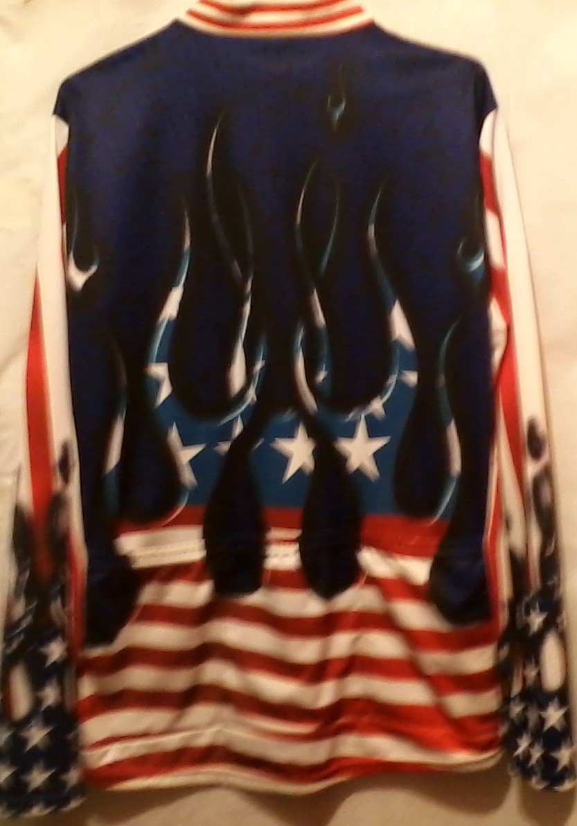 Primal Wear Flame Out USA Flag Biking Cycling Jersey Jacket Light Weight Large
