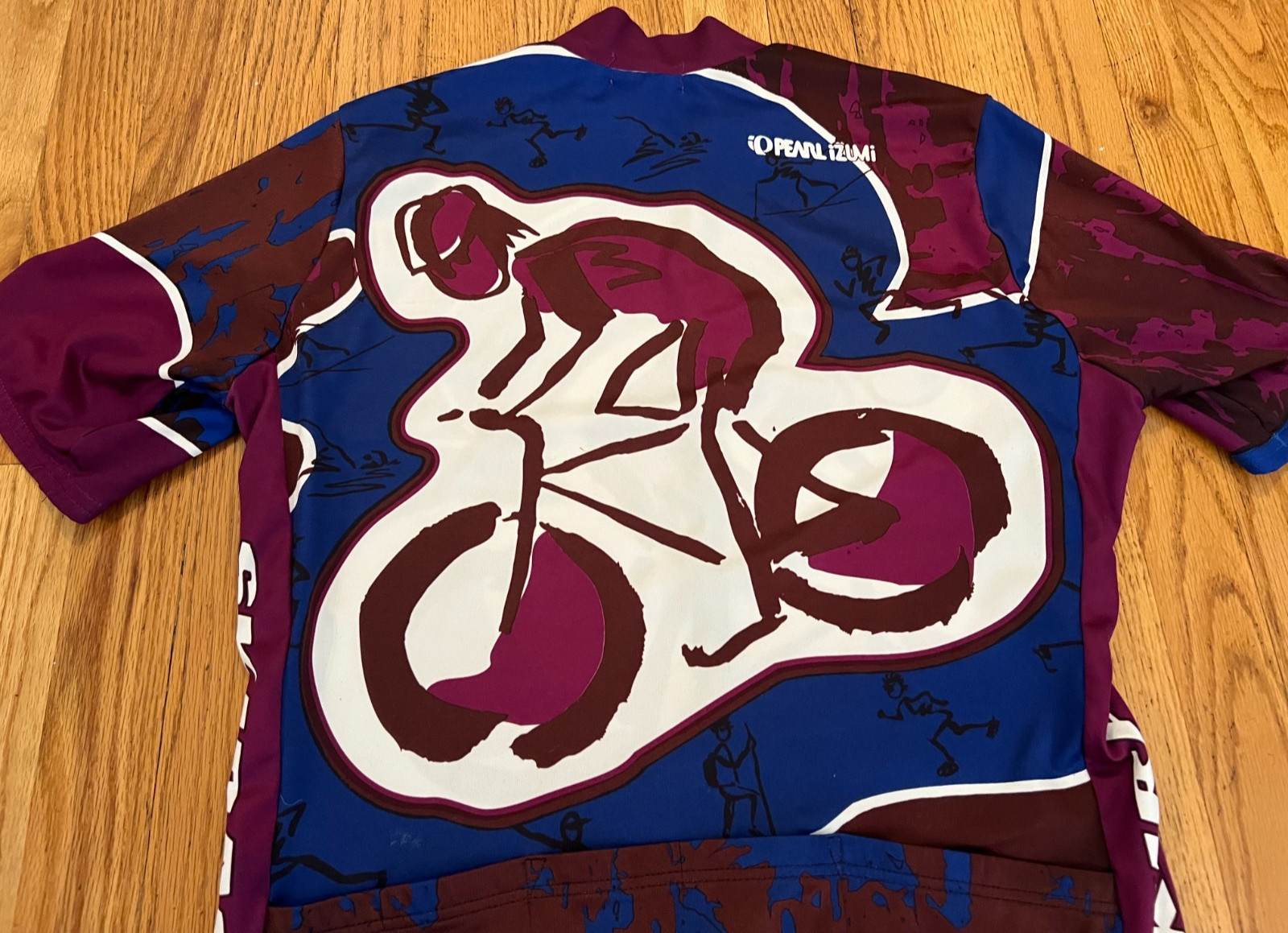 VTG 90s Pearl Izumi 3/4 Zip Cycling Jersey Sz Large Bicycle Abstract Sketch USA