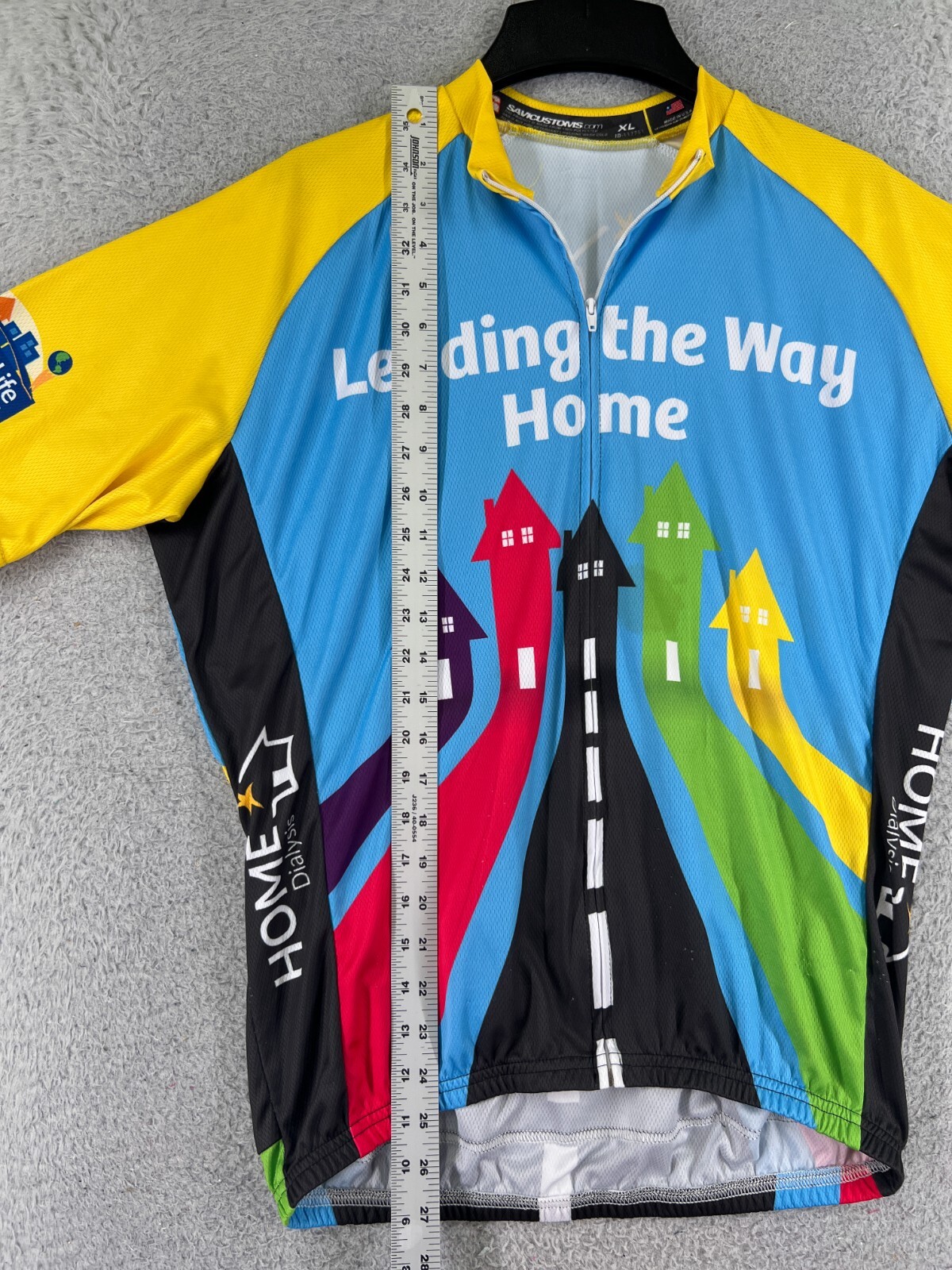 Savi Customs Cycling Jersey Adult Extra Large Blue Yellow Full Zip Polyester