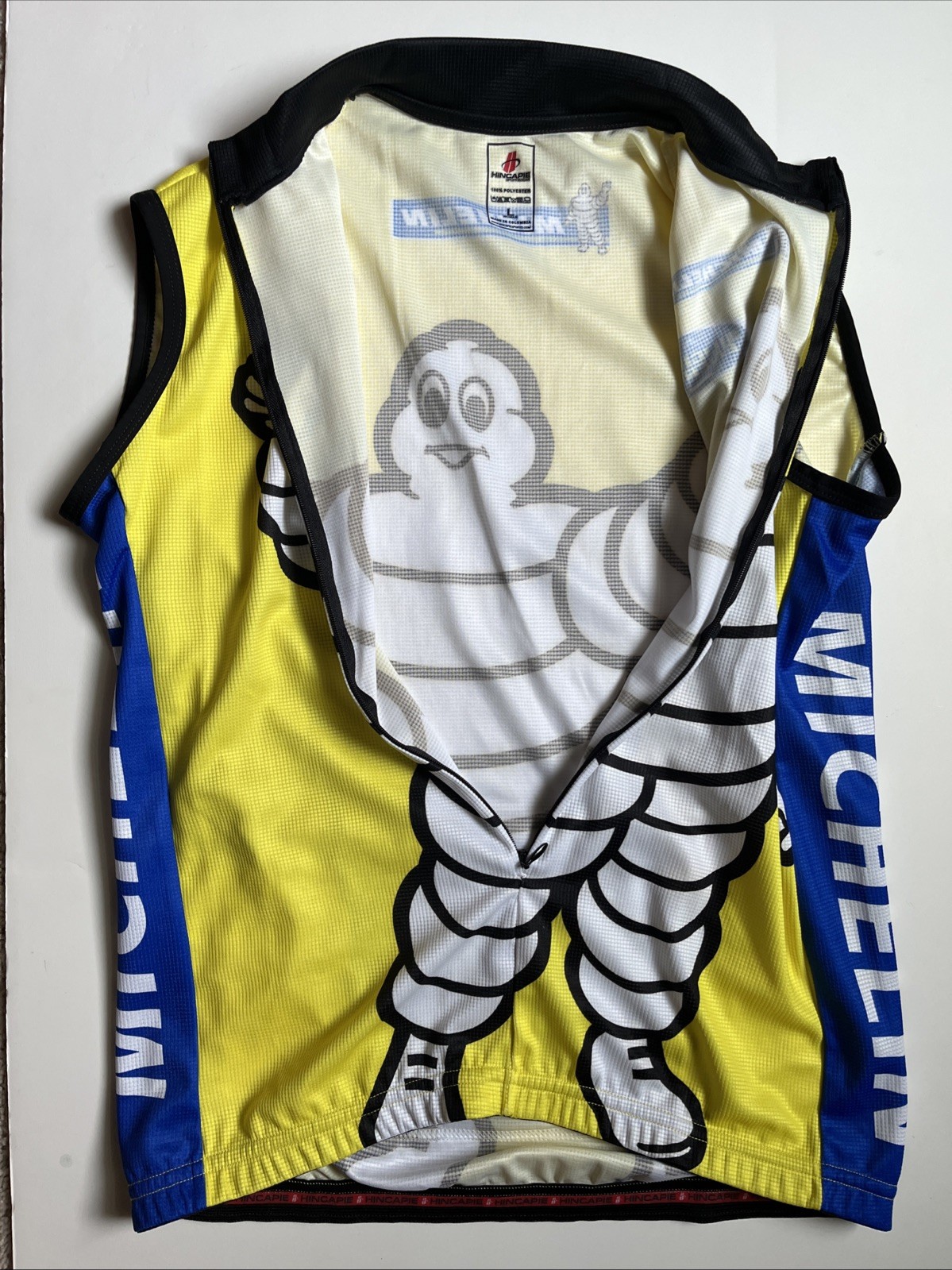 HINCAPIE Bike Racing Jersey LARGE Sleeveless, Polyester 90% Zipper MICHELIN MAN