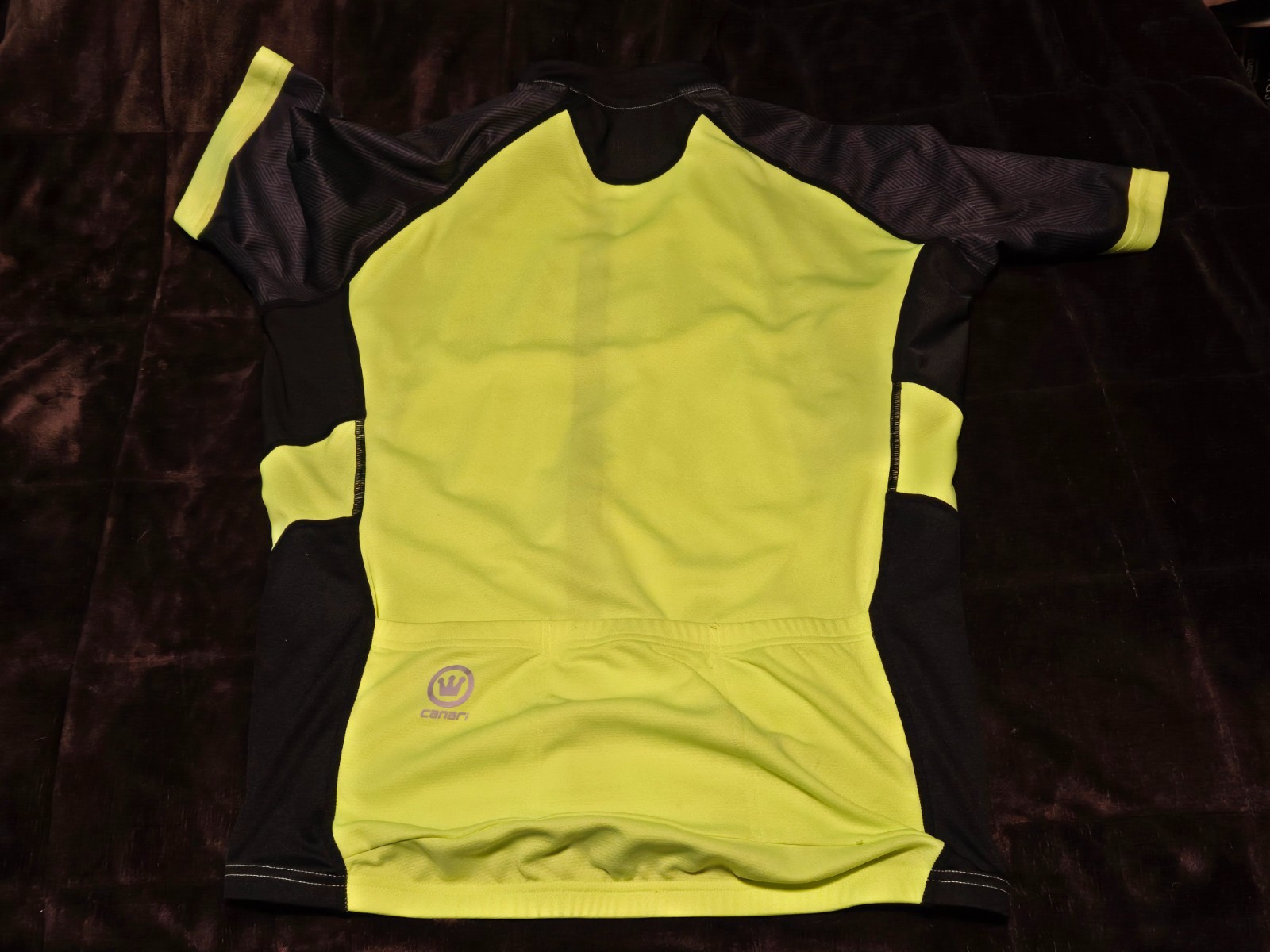 Canari Neon Yellow/Black Cycling Shirt-Full Zip-3 Rear Pockets-Men’s Size XL-