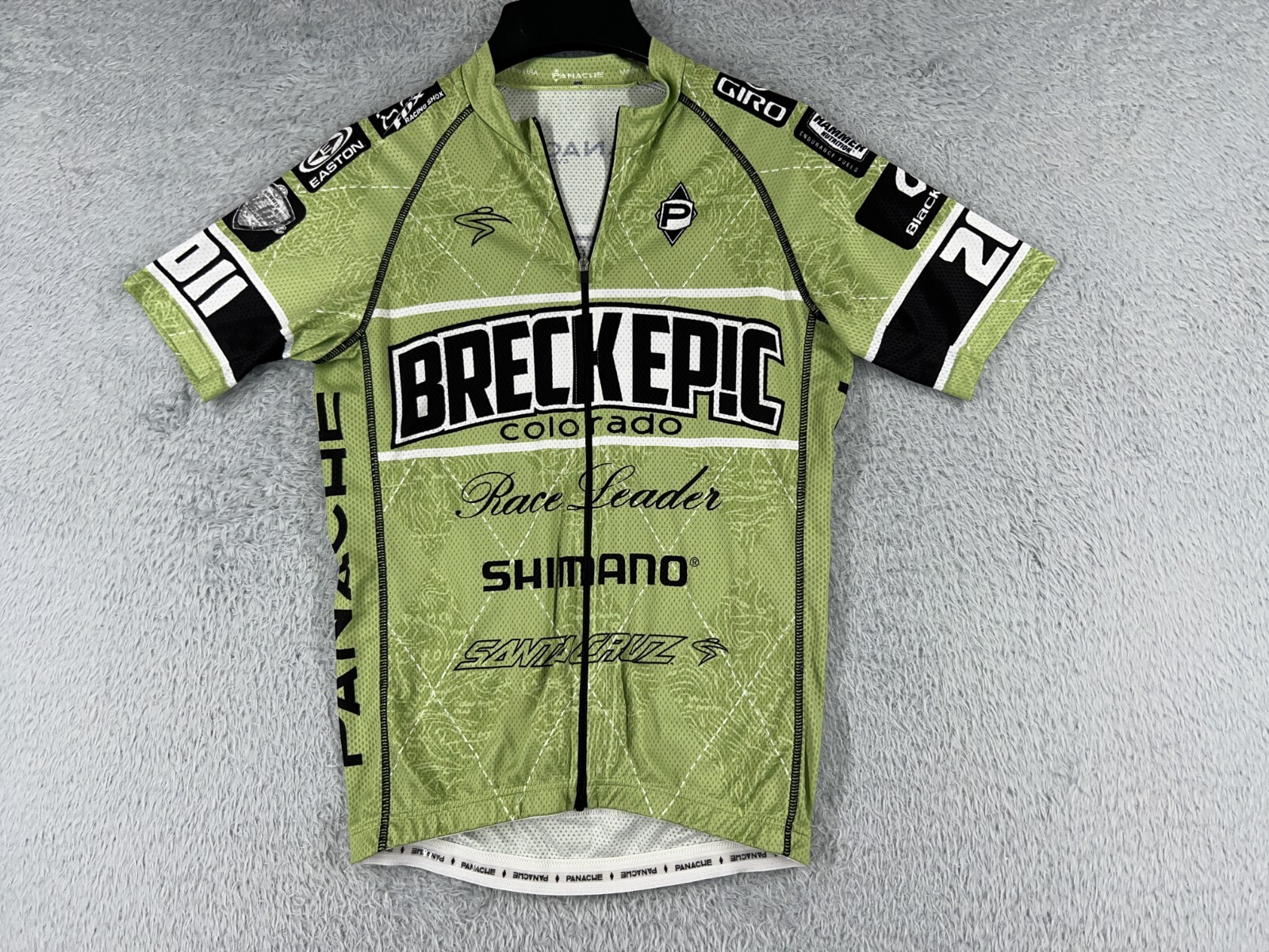 Panache Cycling Jersey Adult Small Green Full Zip Breck Epic Colorado Polyester
