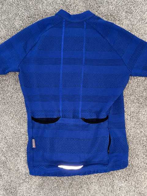Cafe du Cycliste Cote d’Azur Mens Small Thermal Stretch Jersey NWOT Blue Reflect