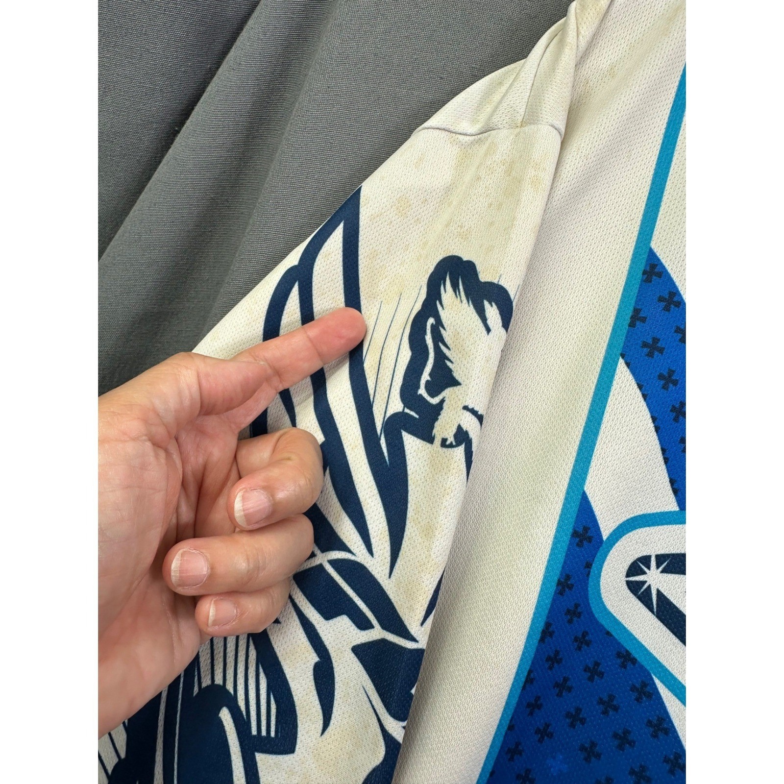 VTG Fly Racing Motocross Jersey Men XL Blue White Long Sleeve MX Off-Road Gear