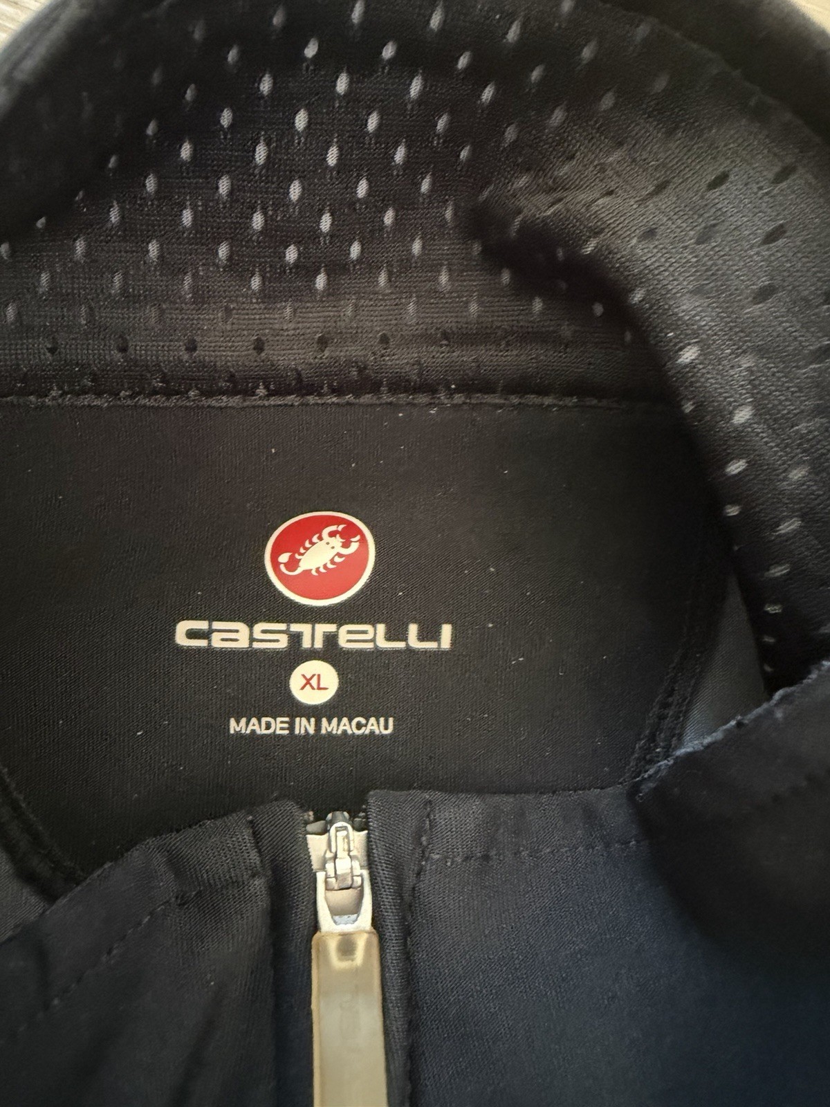 Castelli Black Rosso Corso Gabba Full Zip Windstopper Cycling Jersey Mens XL