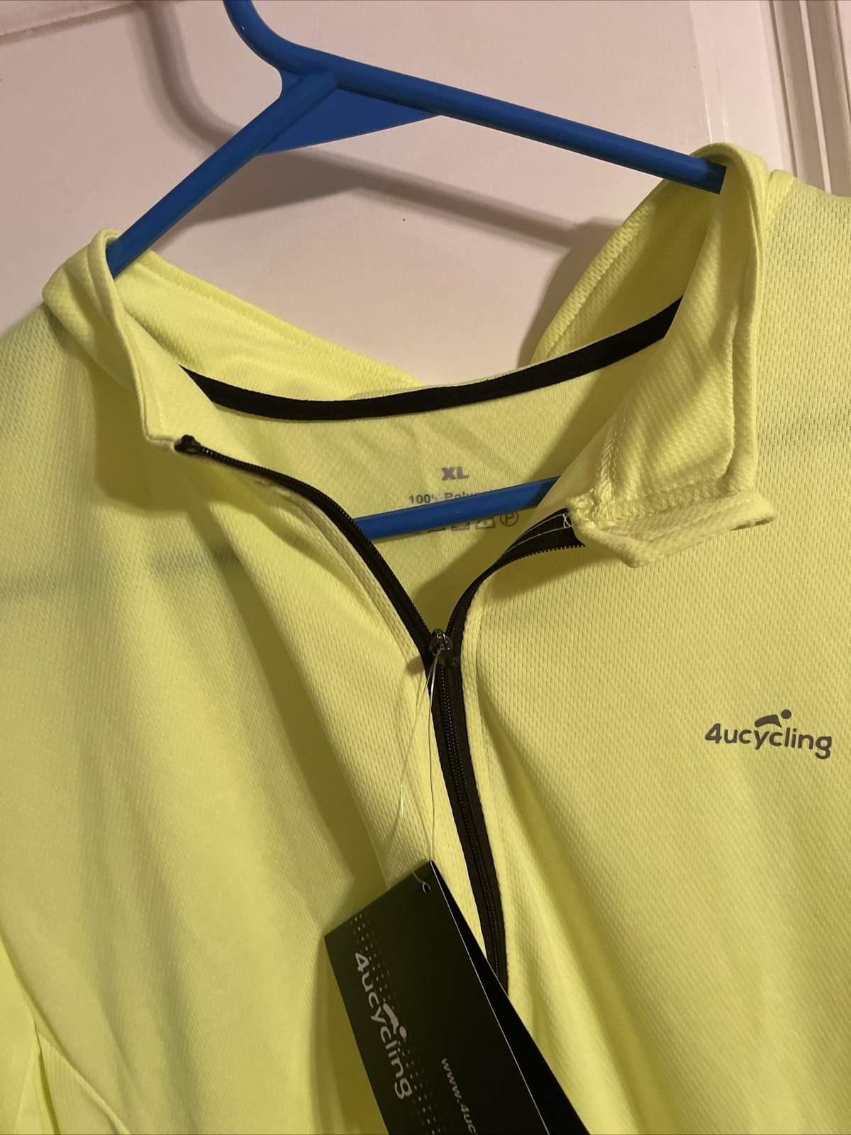 4ucycling Mens Short Sleeve Shirt Bike Fluorescent Green XL