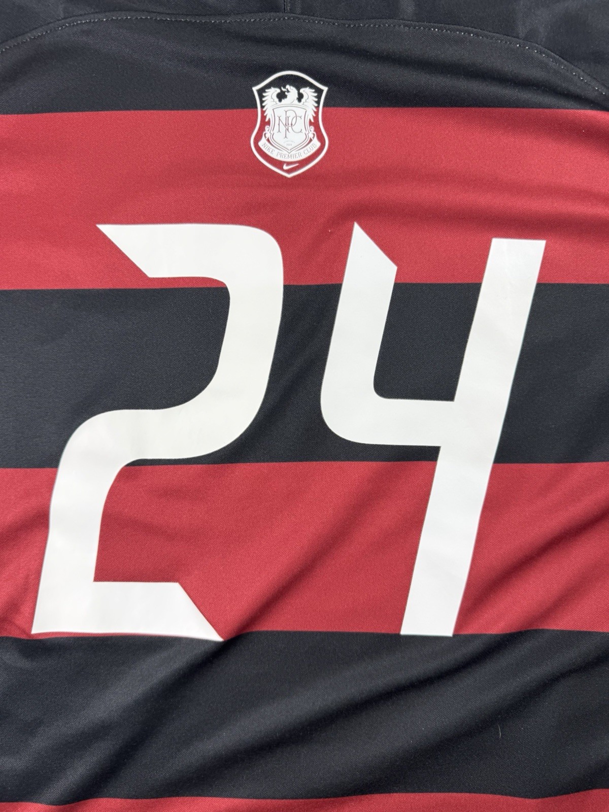 Nike FC Pride Soccer Jersey Womens Large Black Red Striped IMI #24 Shirt