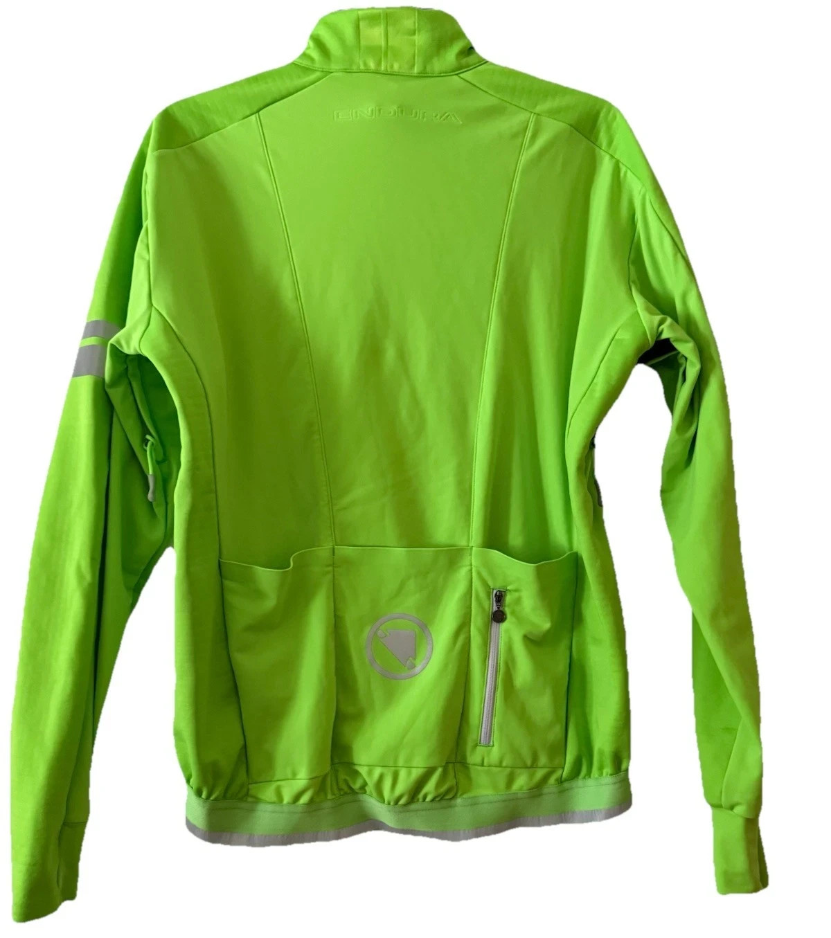 Endura Cycling Jersey Bicycle Long Sleeve Full Zip Neon Green Reflector Men L