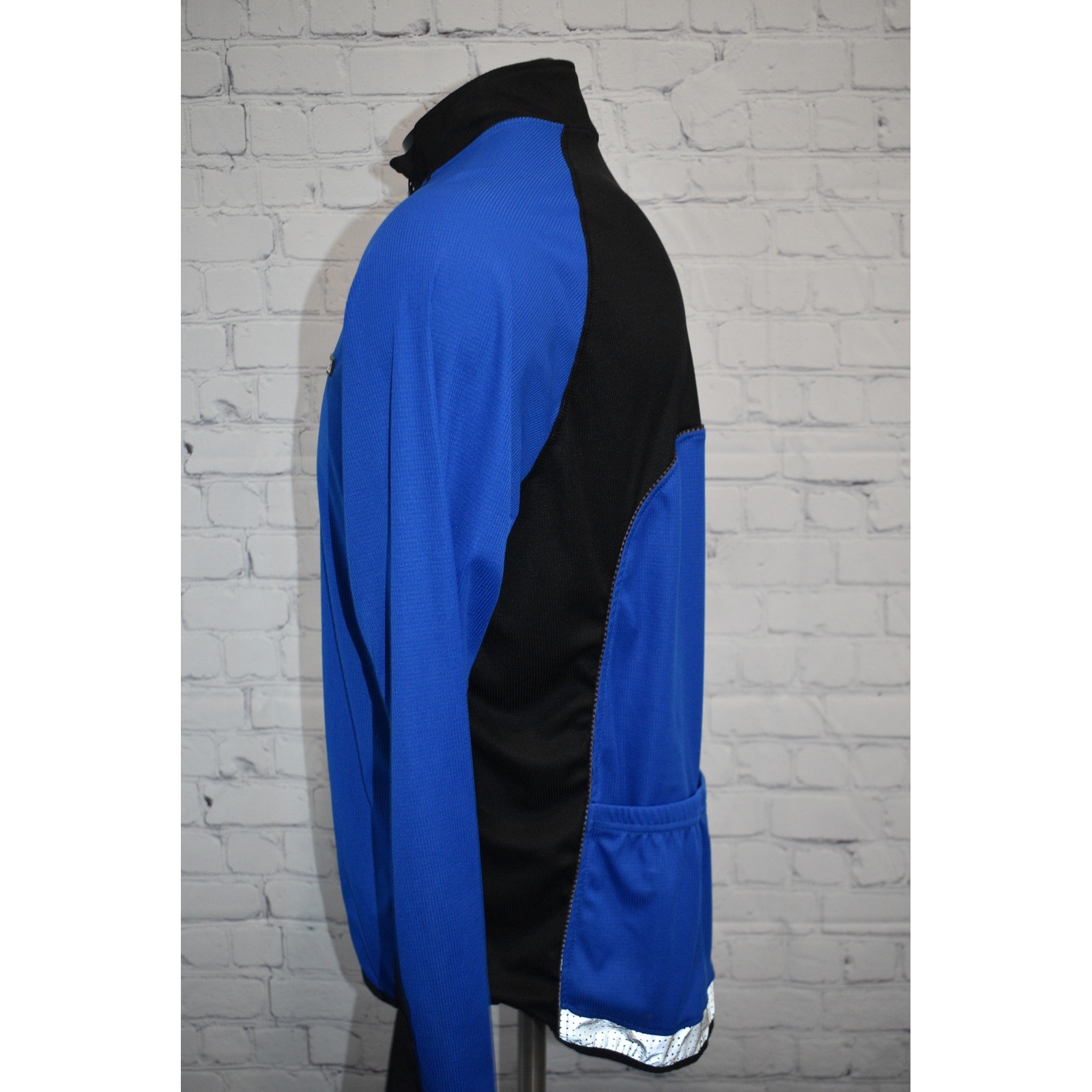 Canari Cycling Jersey Mens XL Blue Black Back Pockets Full Zip Reflective Trim