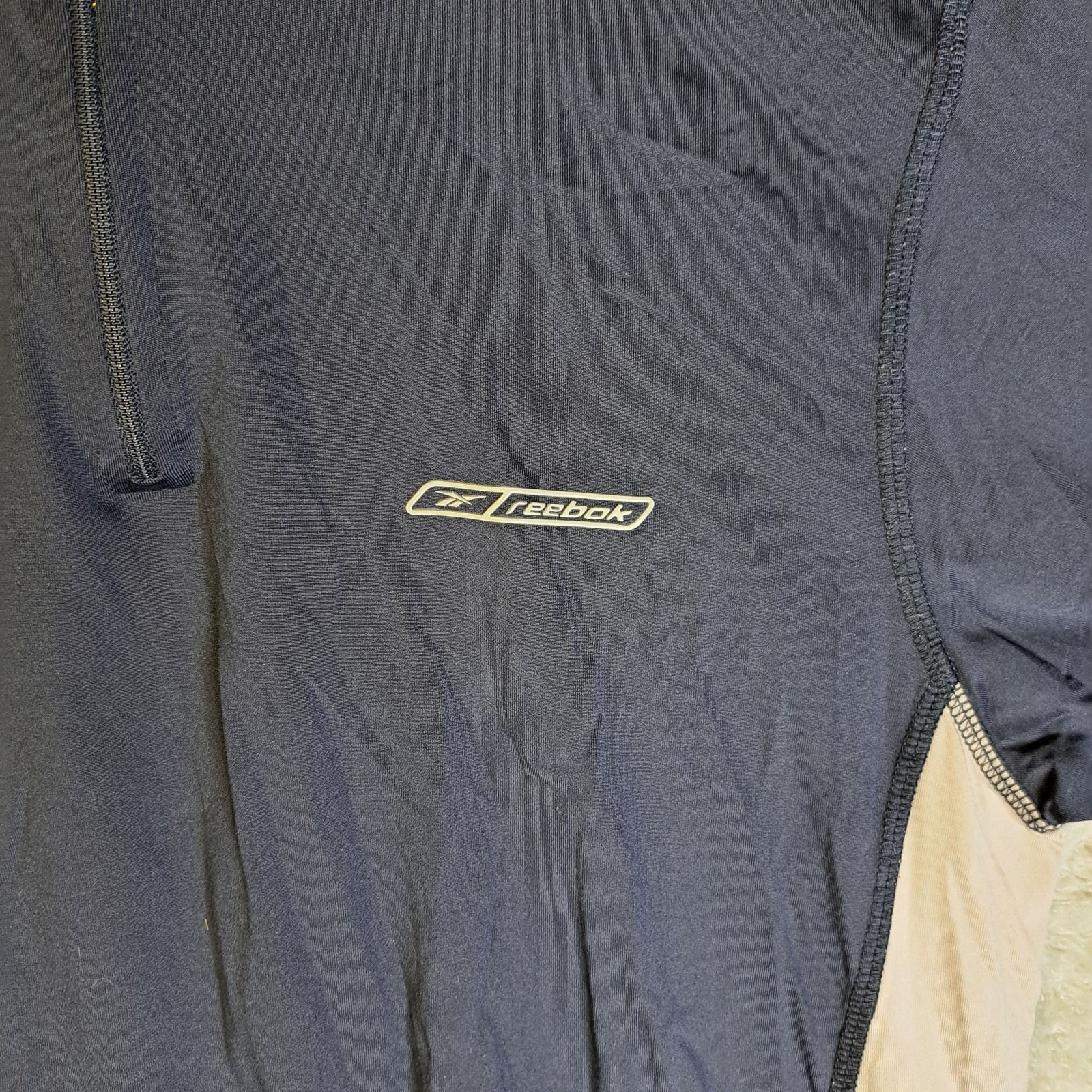 Reebok Cycling Jersey Short Sleeve 1/4 Zip Large Black & Gray Nylon Breathable