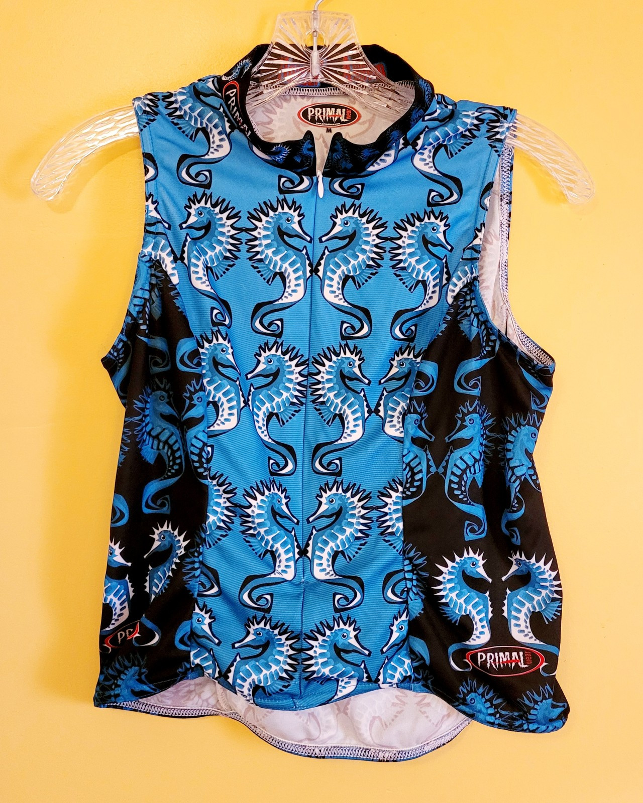Primal Wear Sea Horses Cycling Jersey Ladies M No Sleeve 3/4 Zip New Free Shipp.