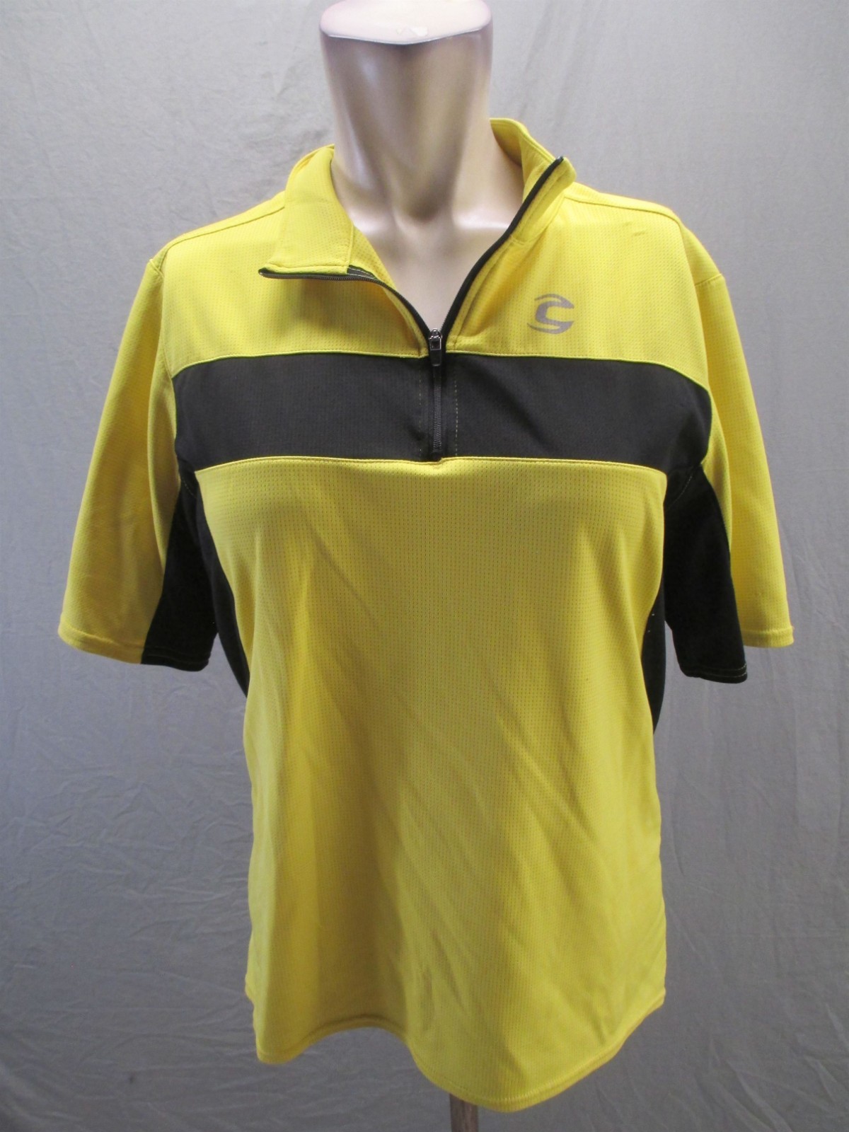 Cannondale Size M Mens Yellow Cycling Compression 1/4 Zip Logo Athletic Top 611