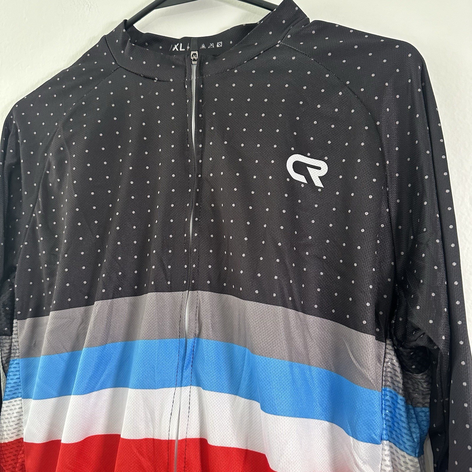 Men’s Cycling Jersey Bib Tights Set Long Sleeve Red Black Blue Padded XL