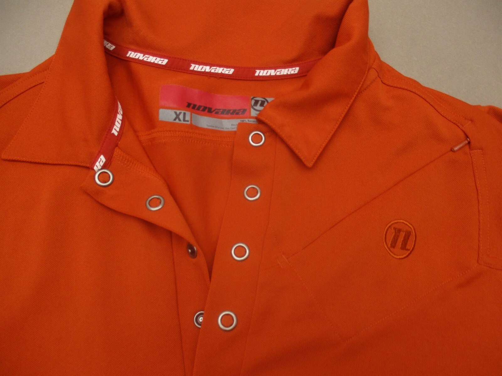 NOVARA Size XL Mens Orange 1/2 Snap Collar Short Sleeve Cycling Polo Shirt 468