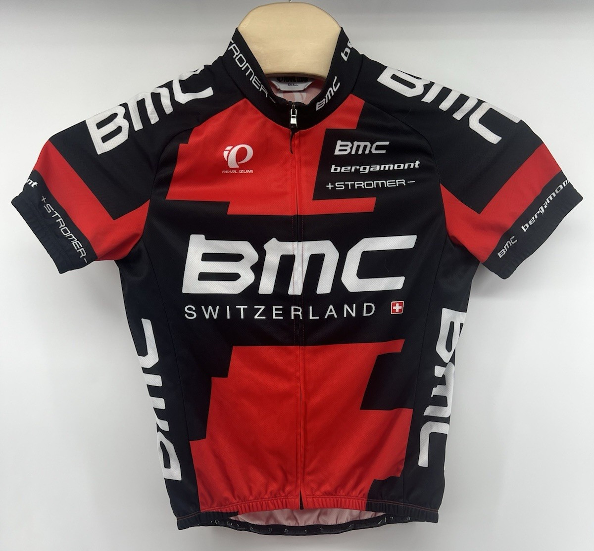Pearl Izumi Cycling Jersey Mens Small BMC Switzerland Full Zip Red Black White