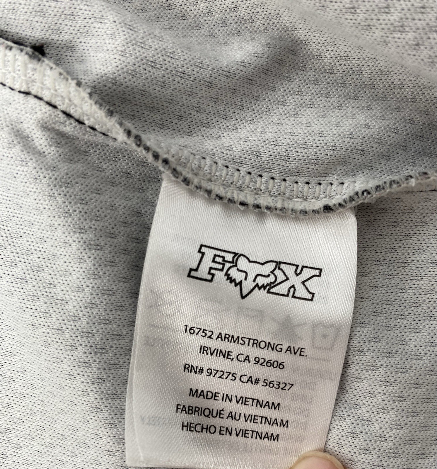 Fox Men’s Cycling Jersey Full Zipper Black/Gray Zippered Pocket | Men’s Large