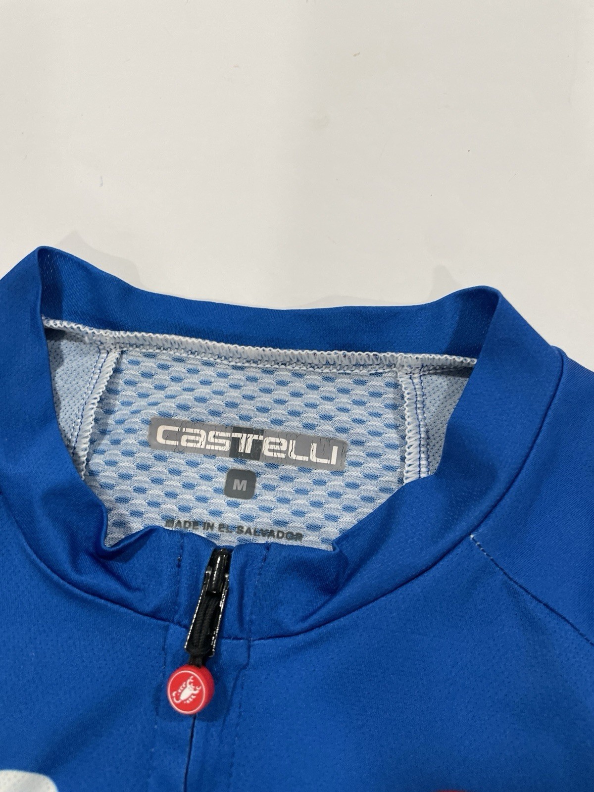 Castelli AES Cycling Jersey Blue Ombre Stripe Scorpion Logo Mens Medium