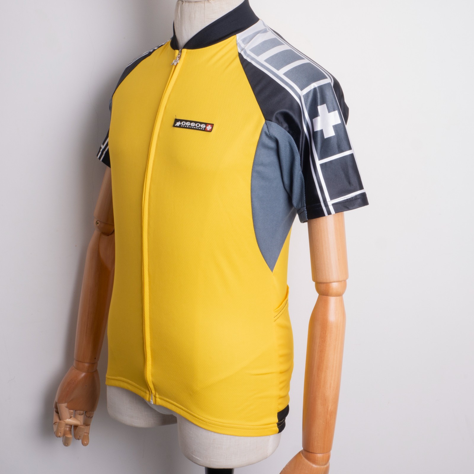 Assos Mens Solid Yellow Full-Zip Short Sleeve Stretch Cycling Jersey Size M