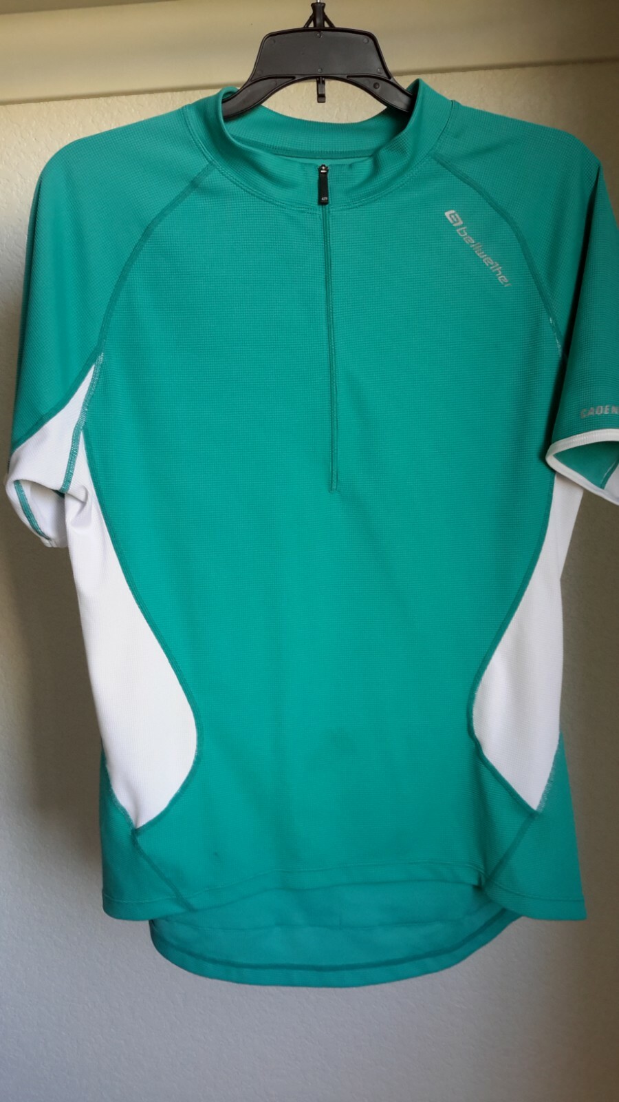 Bellwether Cadence Cycling Jersey Half Zip Technical Apparel XL Turquoise/White