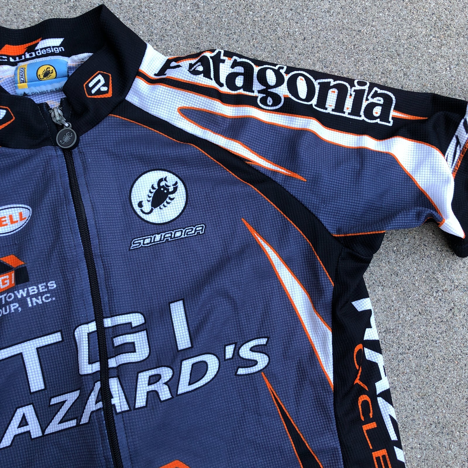 SQUADRA TGI Hazard’s Patagonia Full Zip Cycling Jersey SMALL Men’s Grey Bike