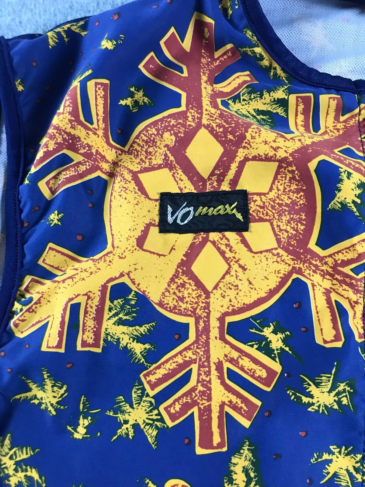 Vintage VOmax Cycling Jersey Vest Womens L XL Snowflake Ice Full Zip Mesh Lined