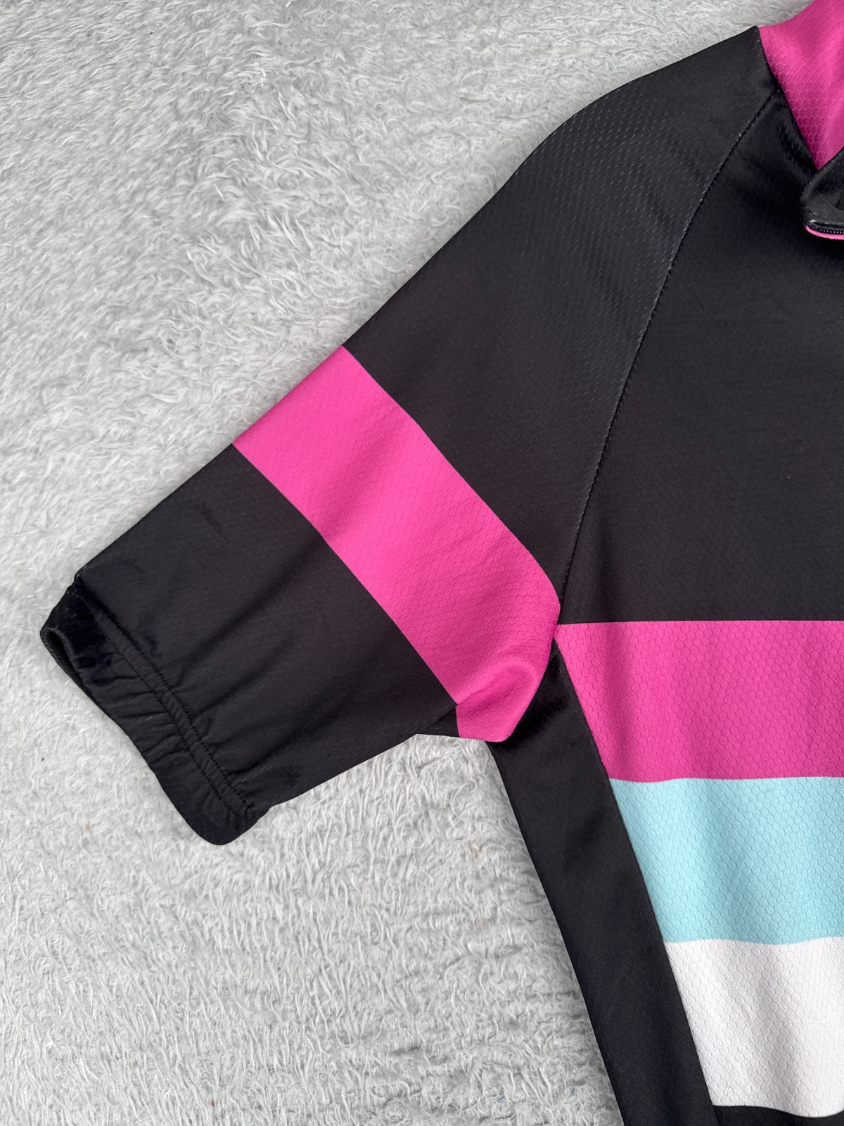 Nine Bull Cycling Jersey Adult Large Pink Black Blue Full Zip Short Sleeve Poly