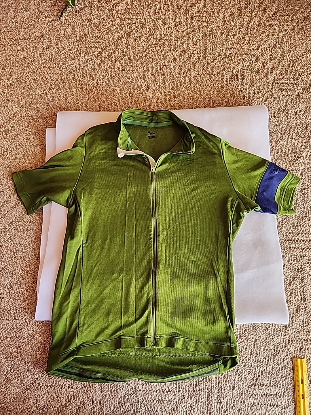Rapha Cycling Shirt Medium Green Blue stripe Womans Nice