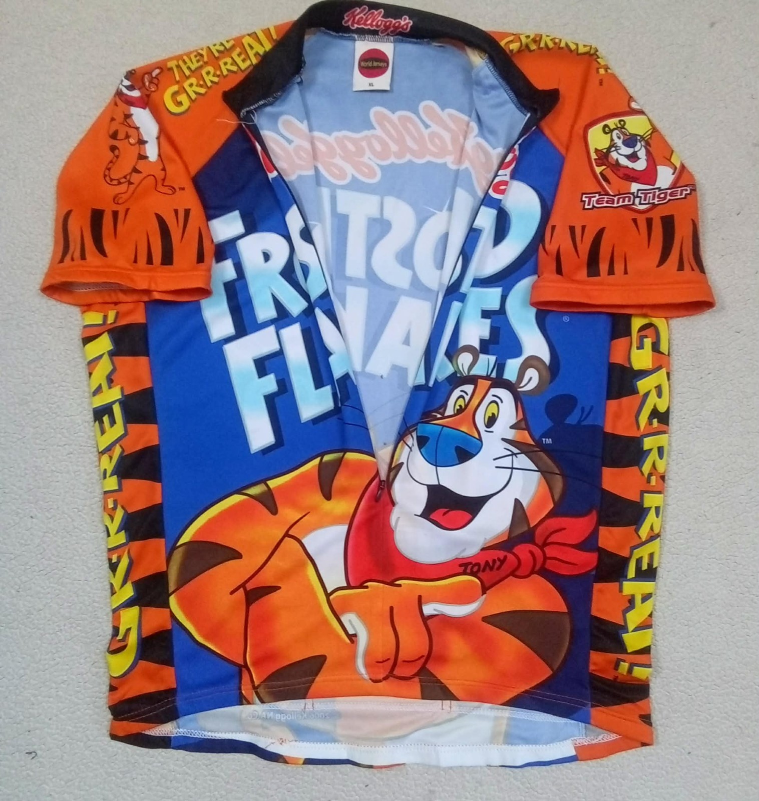 RARE VTG 2006 Kellogg’s Frosted Flakes Tony the Tiger Cycling Jersey — Size XL