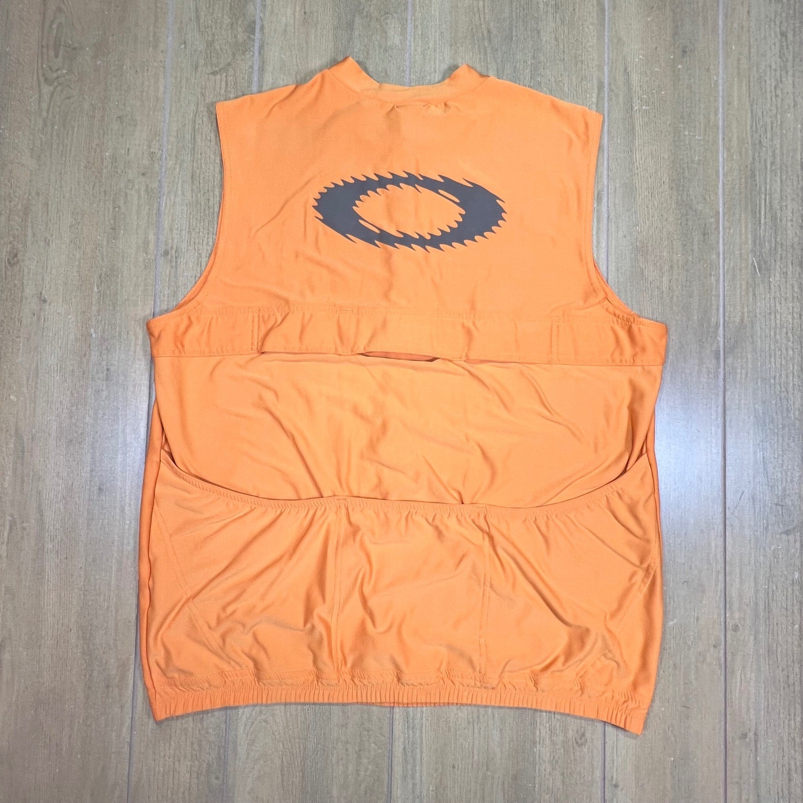 Oakley Software Mens XL Cycling Vest Orange Quarter Zip Sleeveless vintage