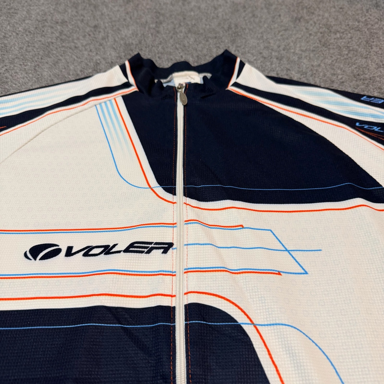 Voler Shirt Mens XXL Blue Mock Neck Full Zip Cycling Jersey Race Raglan Made USA