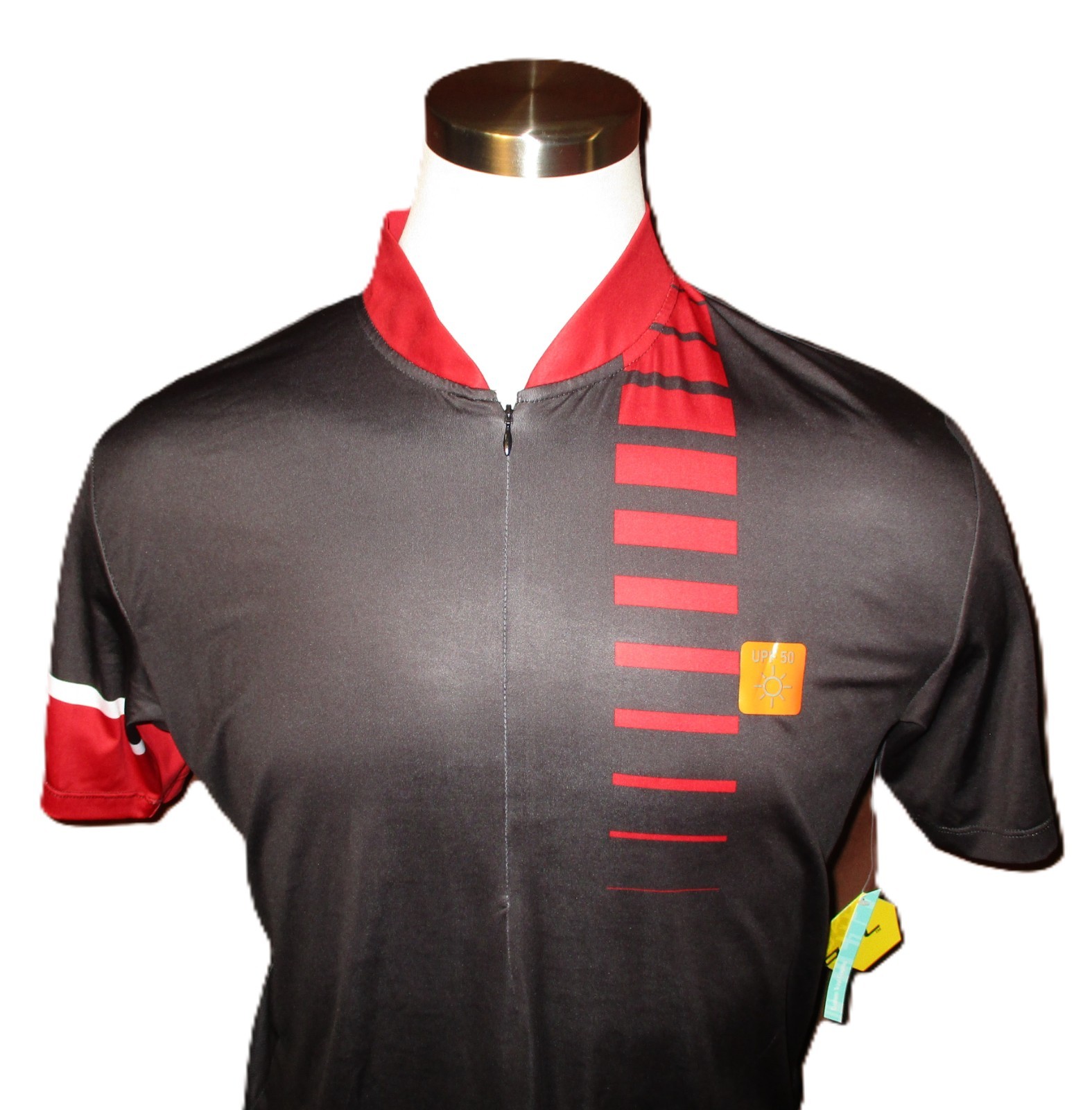 Trayl Men’s Short-Sleeve Cycling Jersey, Black, 3/4-Zip, UPF 50+, Size L, New