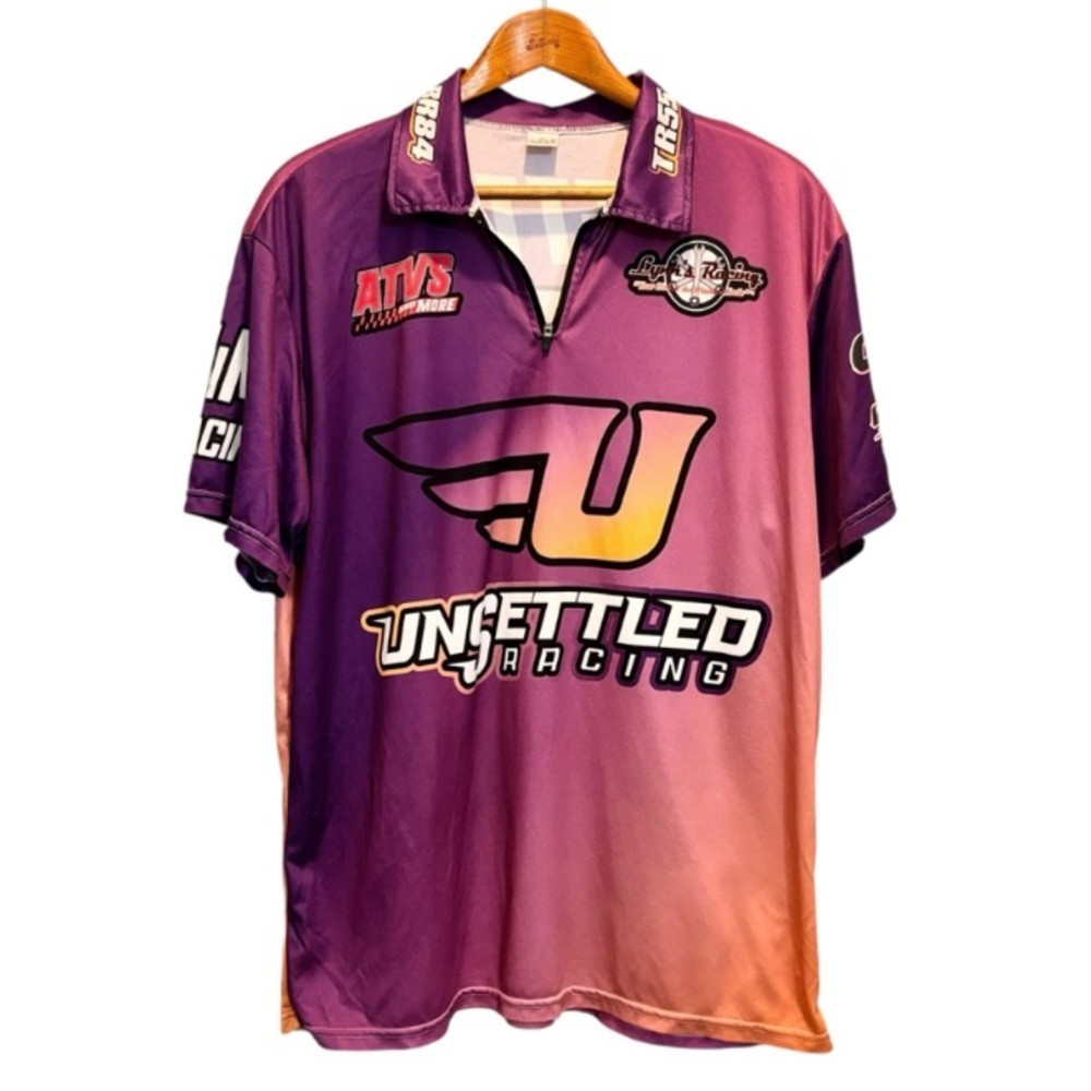 Unsettled Racing Jersey Purple Ombré Size XL Short Sleeve Collared 1/4 Zip Top