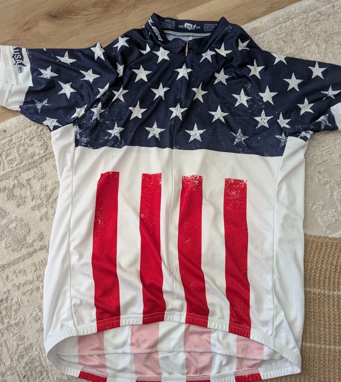 Voler Men’s Cycling Jersey 2XL Red White Blue Flag Print USA Let Freedom Ride