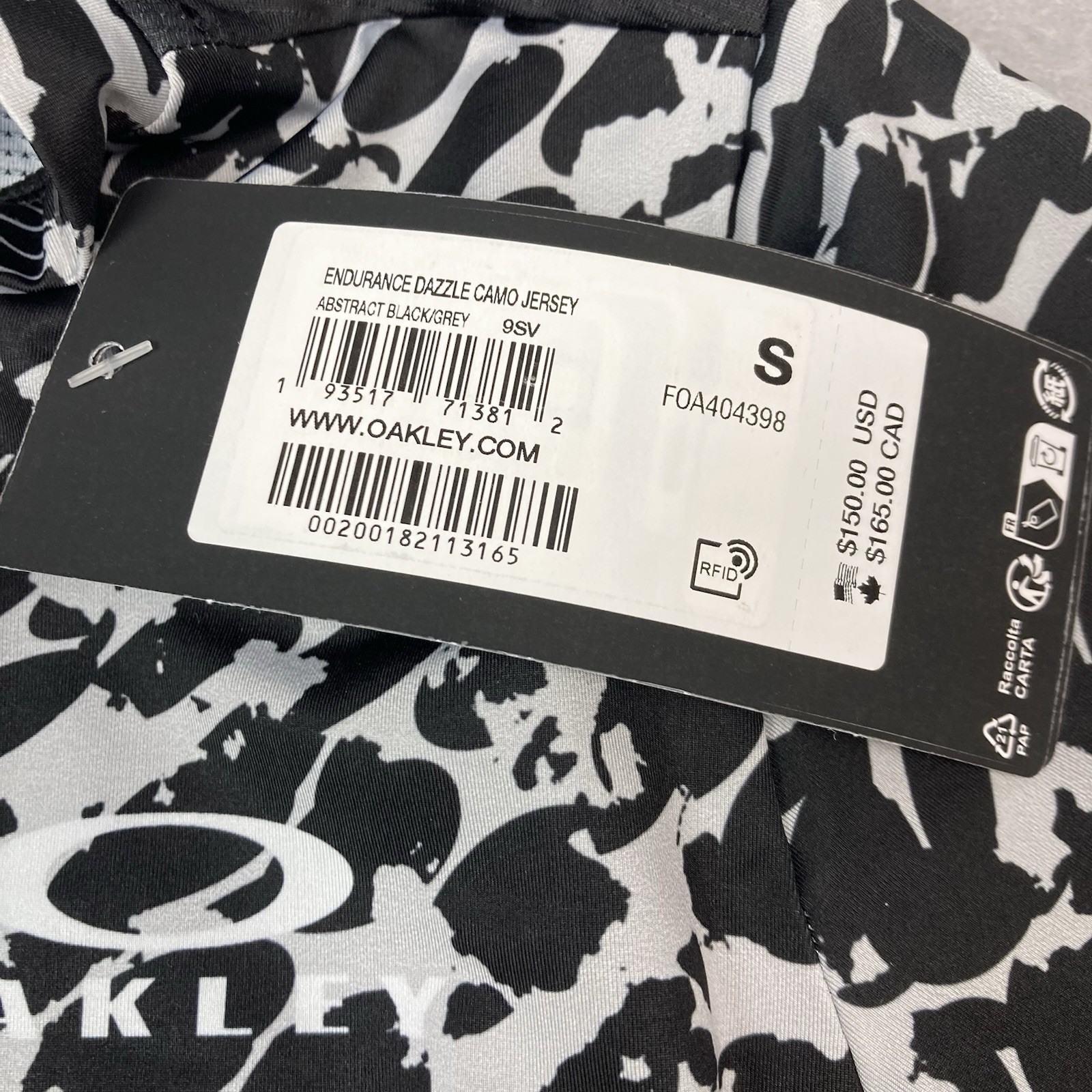 Oakley Endurance Dazzle Camo Cycling Jersey – UPF 50+, Short Sleeve Men Sz S