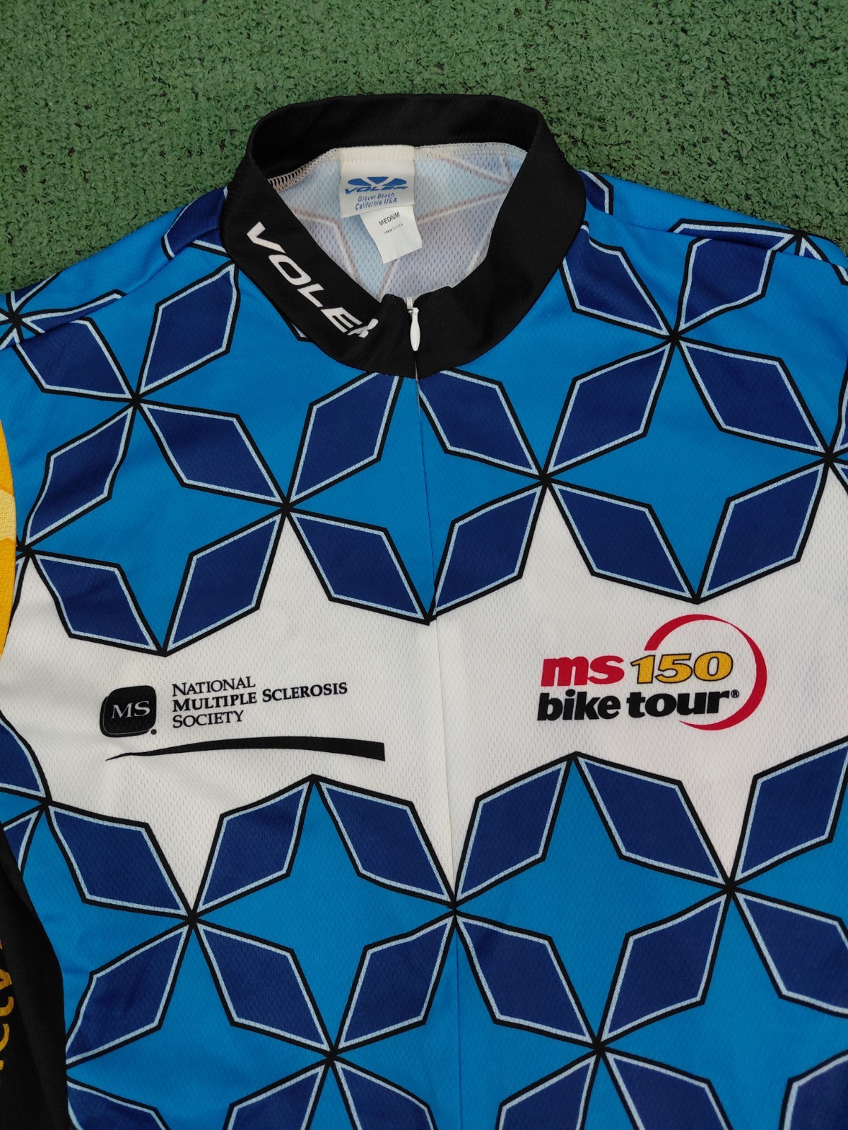 Voler MS 150 Bike Tour Blue & Yellow Zip Up Cycling Jersey Sz Medium