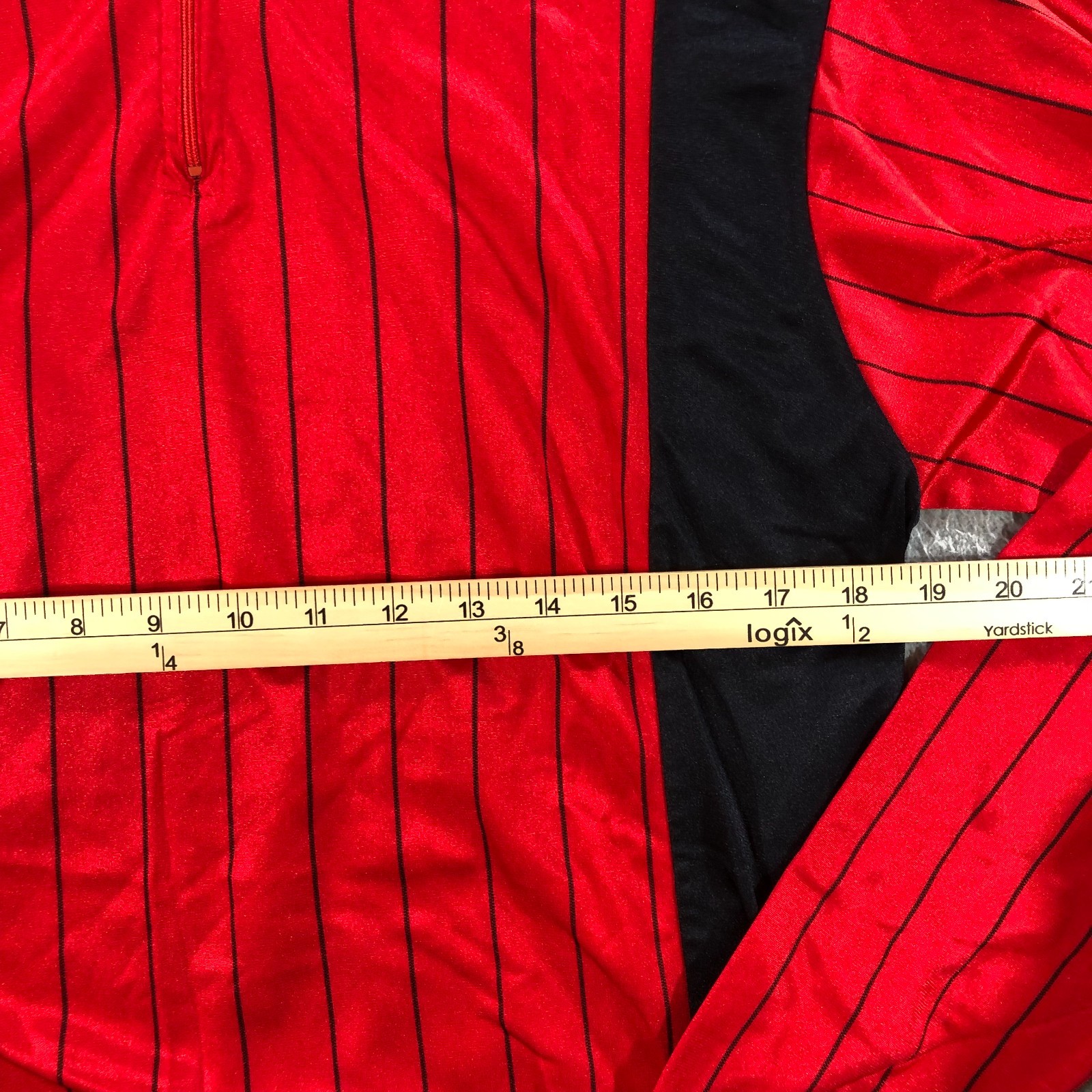 vtg tour de france bike jersey mens m red pin stripes long sleeve cooling pocket