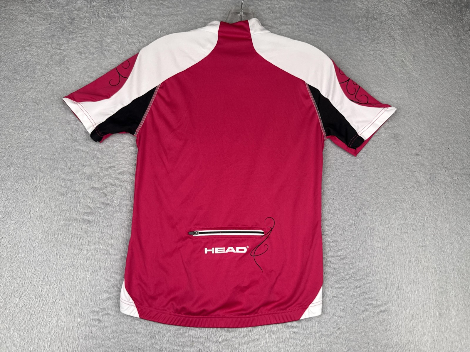 HEAD Cycling Jersey Womens 38 Pink White Short Sleeve Full Zip Pocket Back