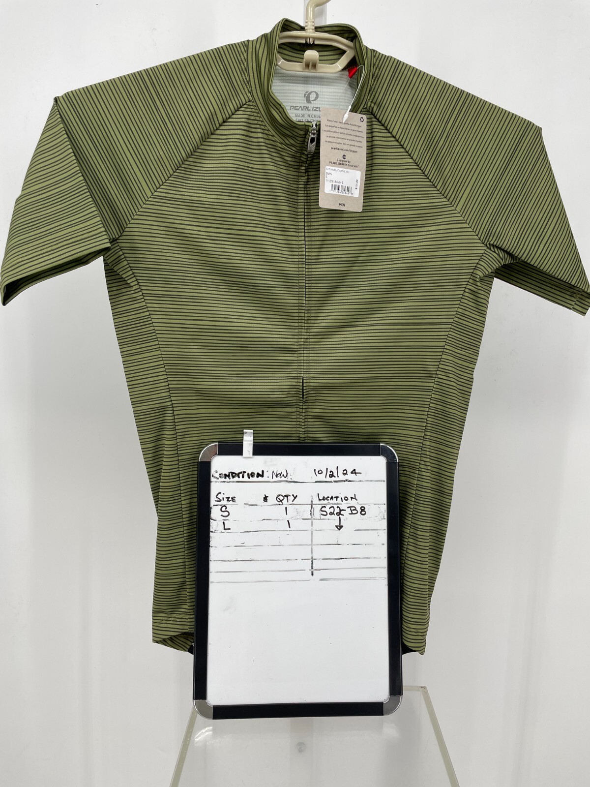 Pearl Izumi Mens ELITE Pursuit Graphic Jersey Green Striped Stretch 11121818