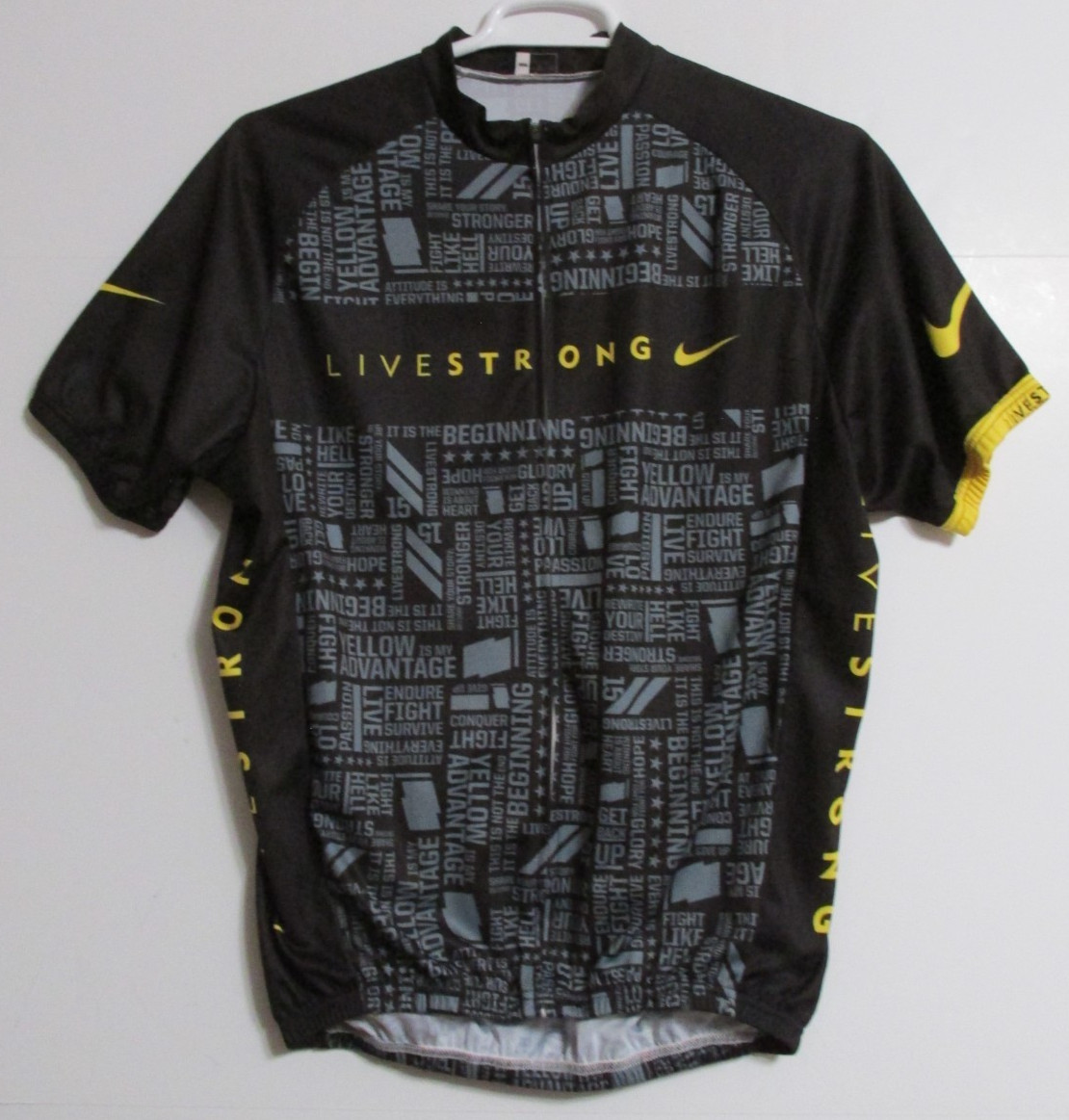 Men’s Full Zip Livestrong Cycling Jersey 3-Rear Pockets Black/Yellow Size XXXL
