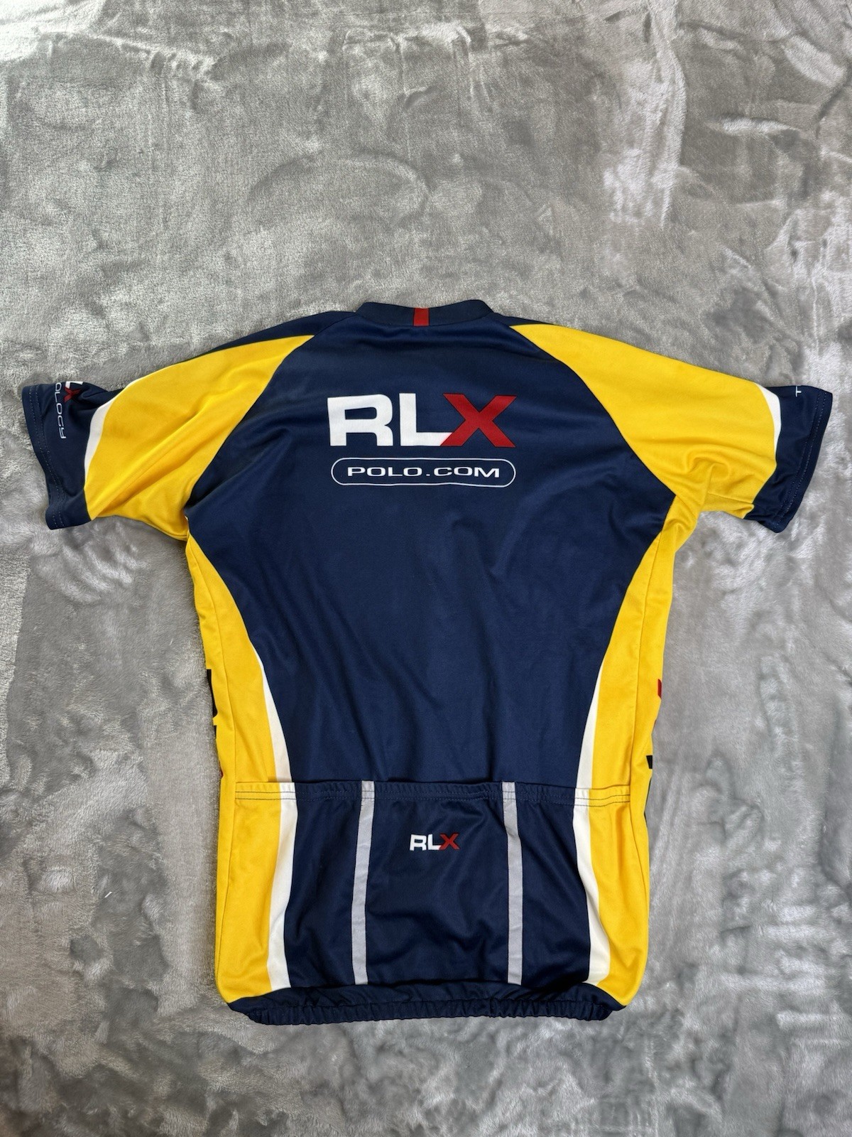 VTG Polo Sport RLX Ralph Lauren Cycling Jersey Mens Large Logos 3/4 Zip Pockets