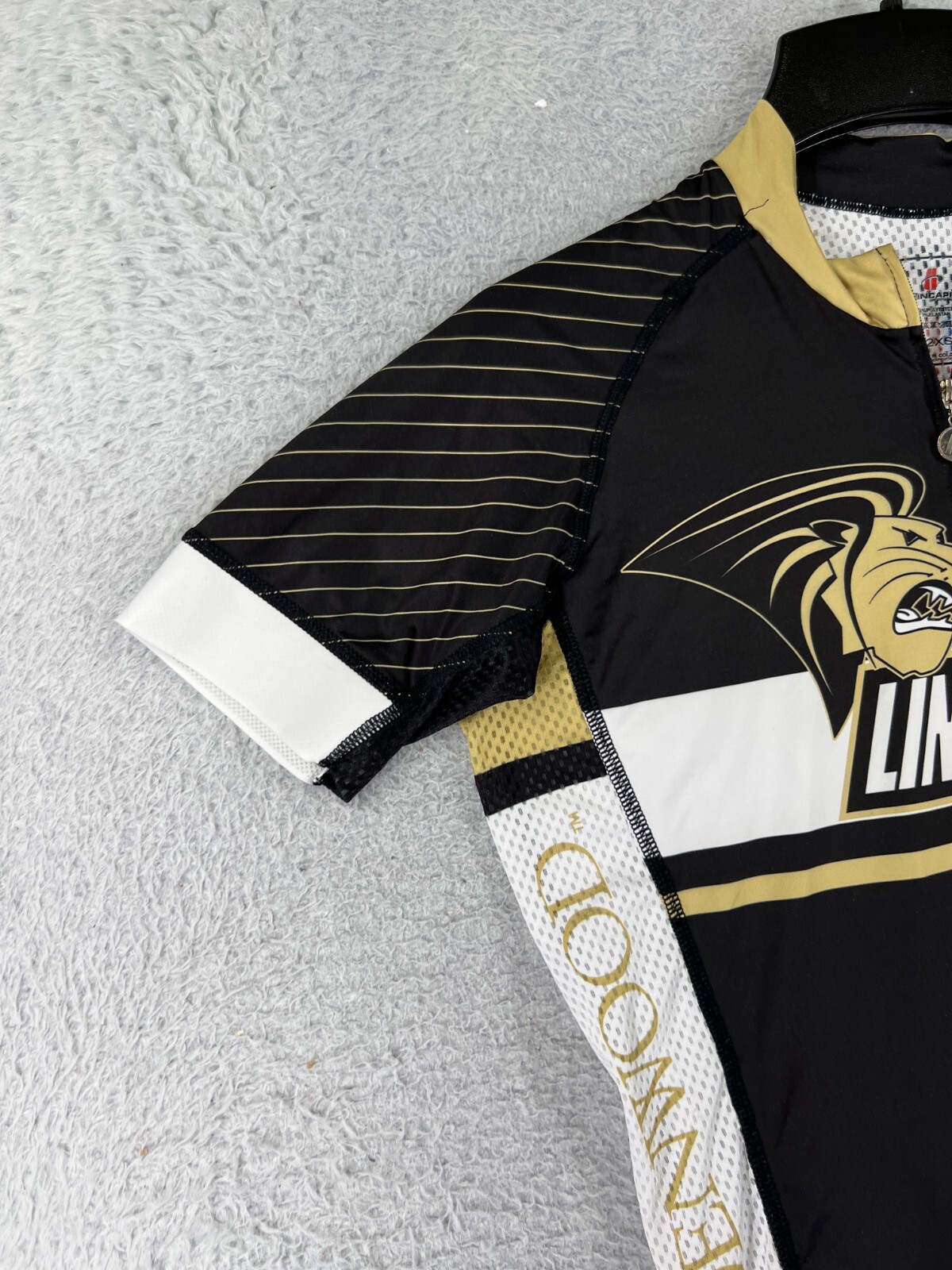 Hincapie Cycling Jersey Adult 2XS XXS Black Gold Lindenwood Athletics Full ZIp