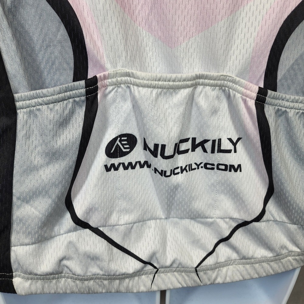 Nuckily SIze M Full Zip Cycling Jersey Pink Black White Women’s
