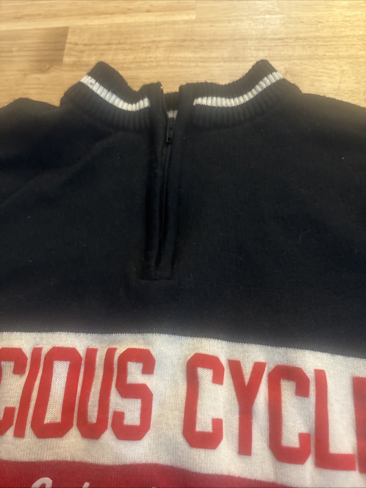 Portland Cyclewear 100% Merino Wool 1/4 Zip Cycling Shirt Flaws Vintage?