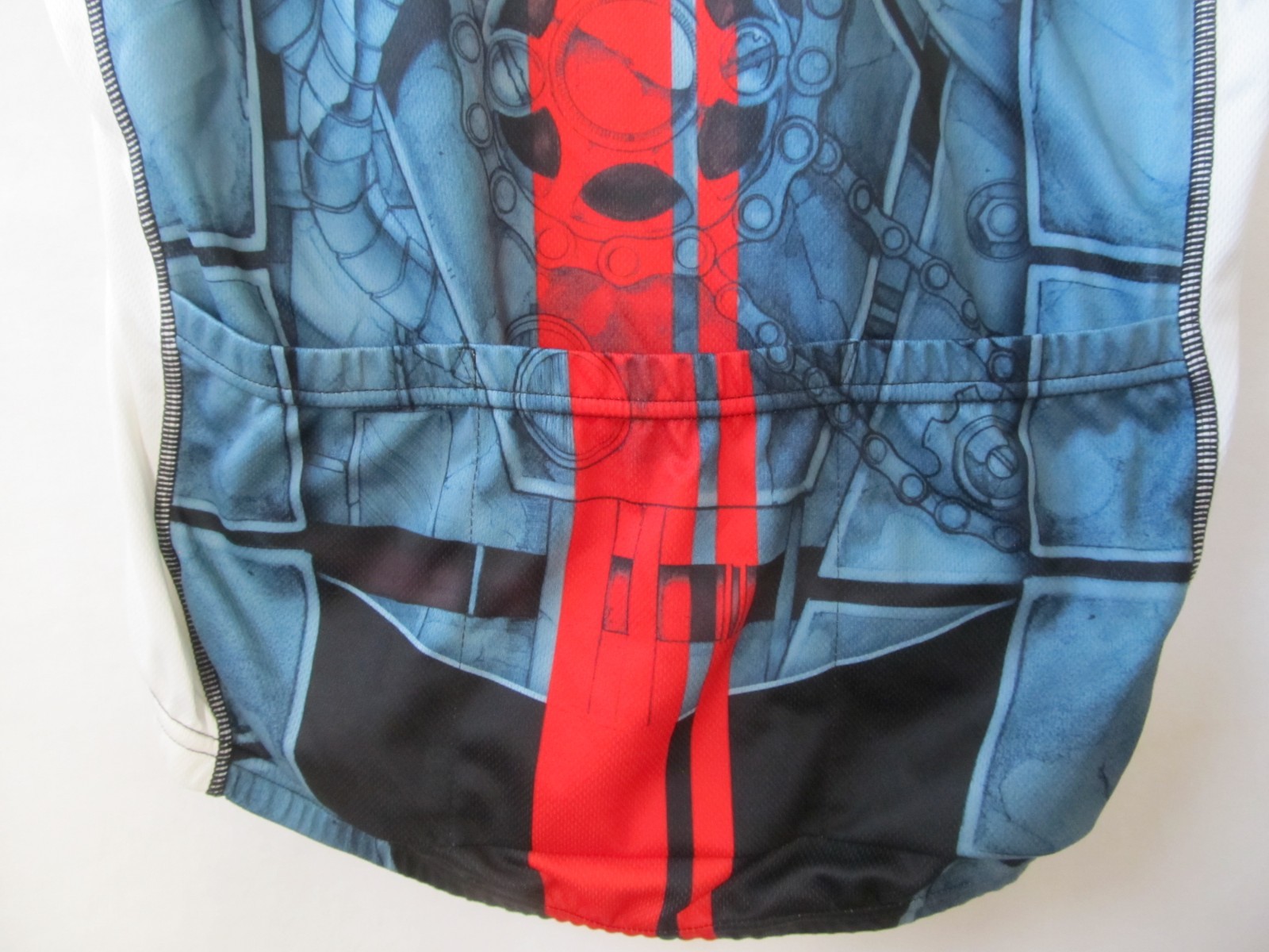 PRIMAL Men’s Bike Jersey Gears Machinery Design -Blue Red Black White Size S