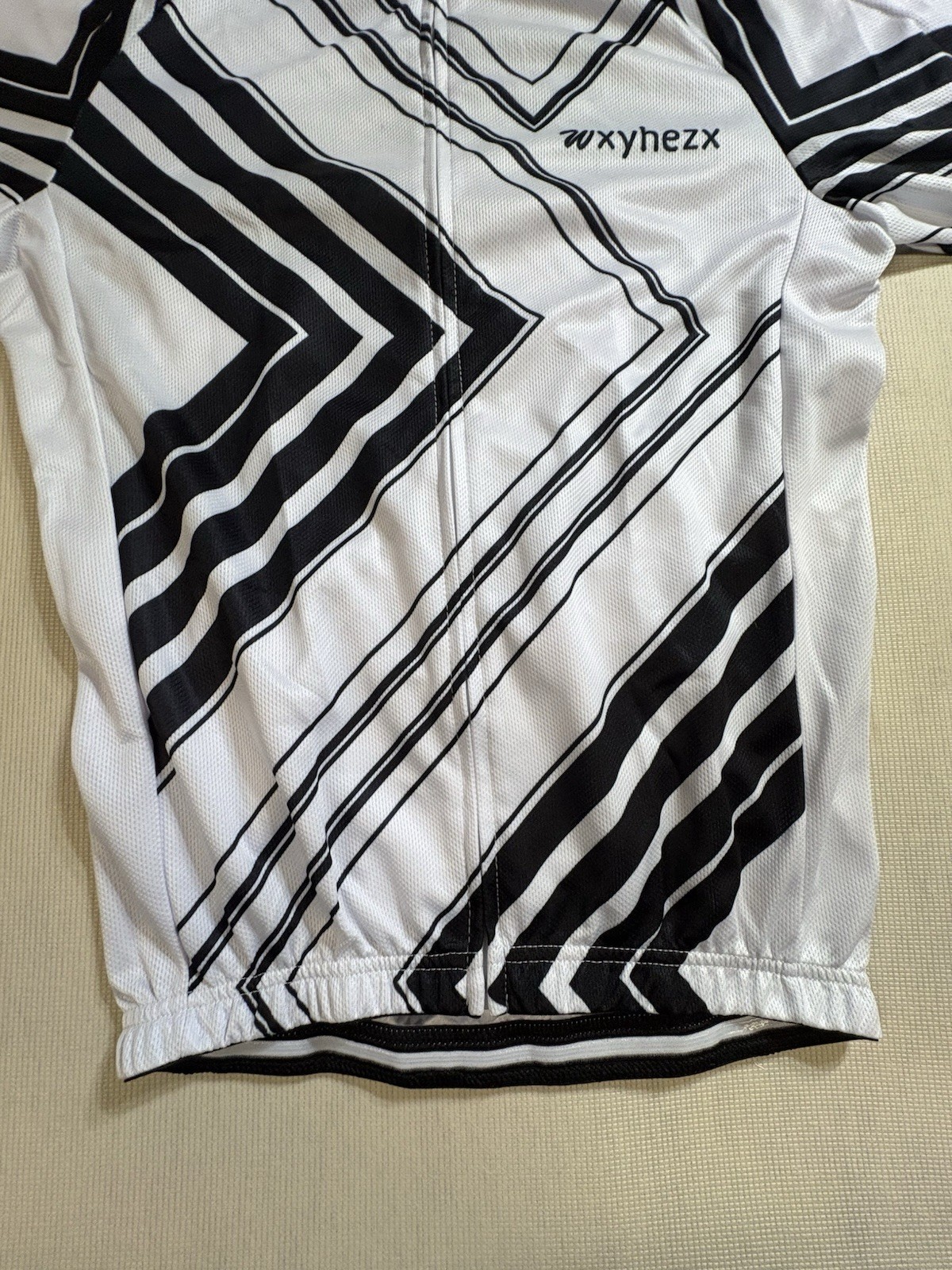 Wxyhezx Cycling Jersey Black White Size Medium Full Zipper Geometric Shapes