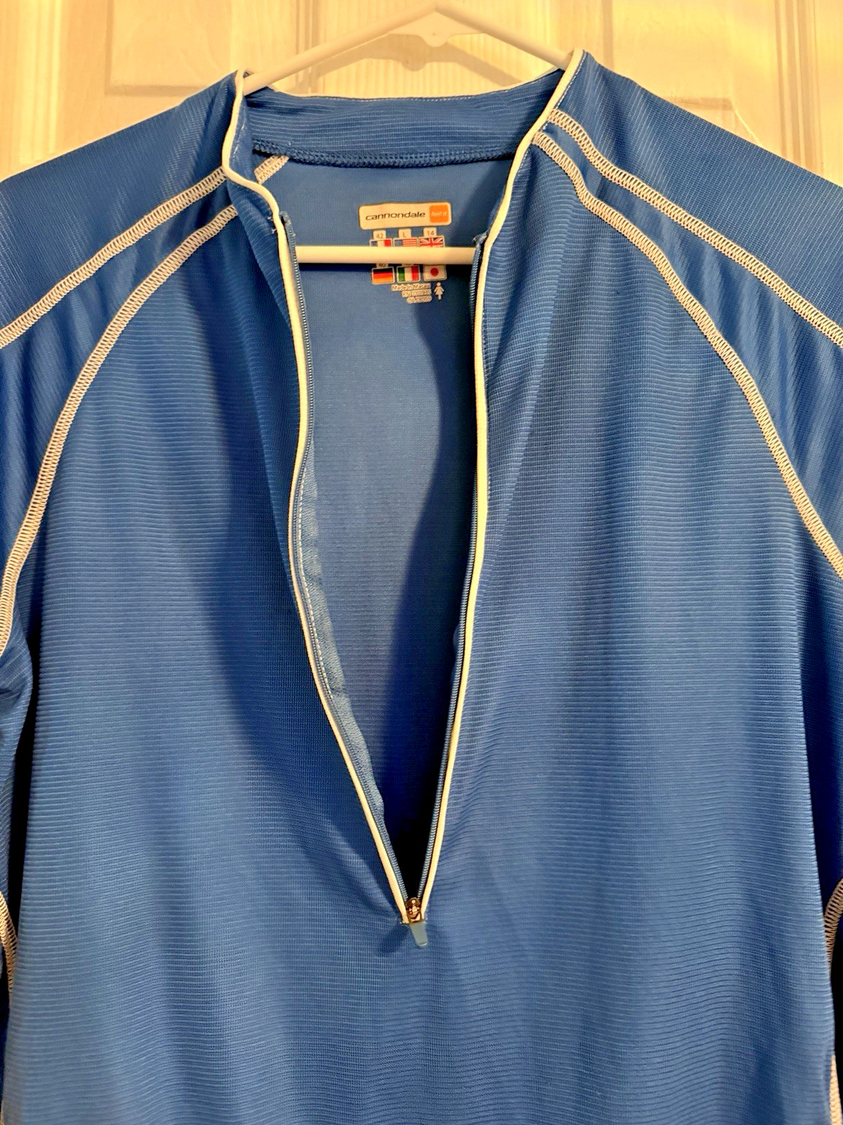 Cannondale Women’s Blue Cycling Jersey Shirt 3/4 Zip Pockets Sz L